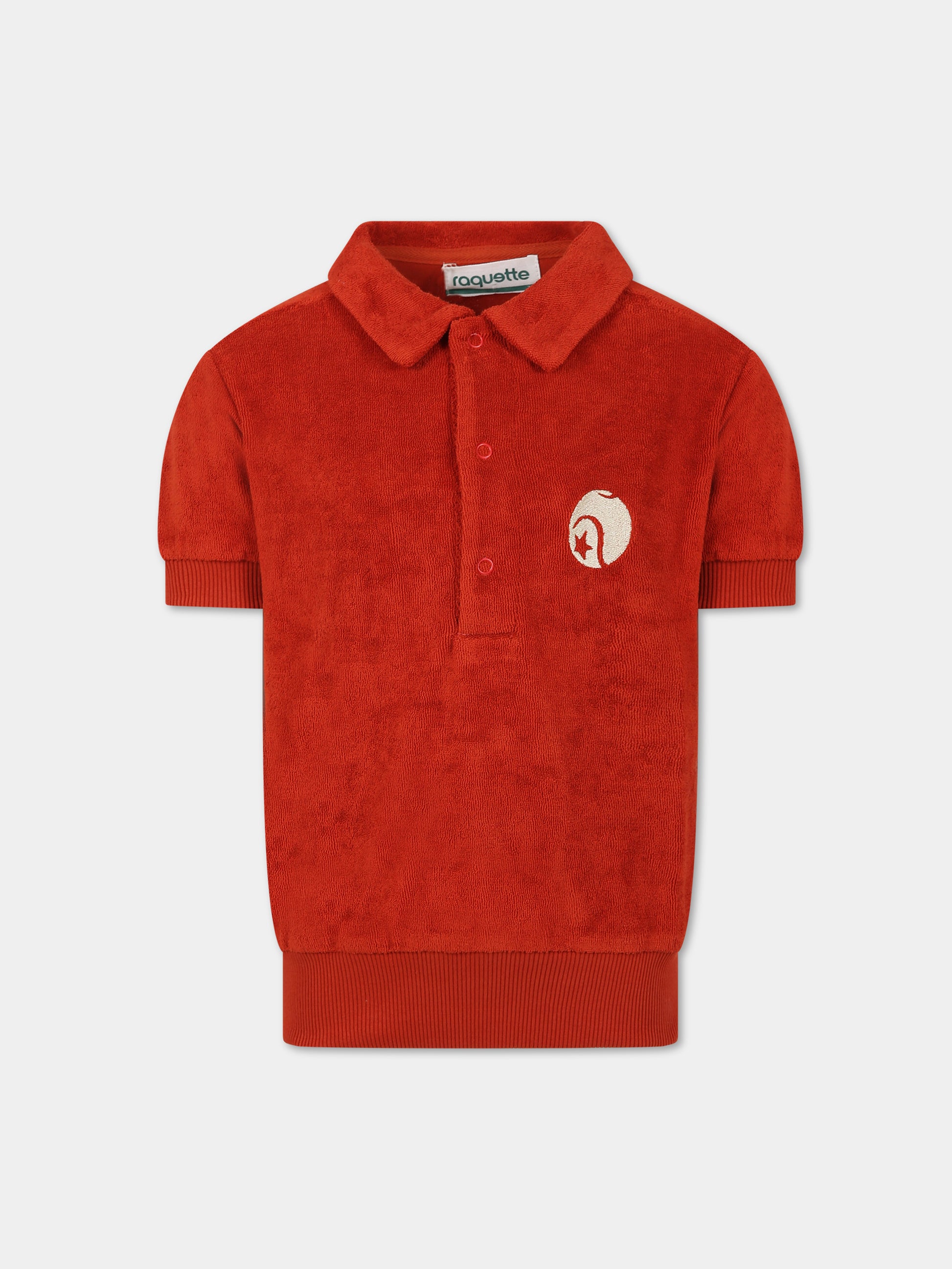 Polo rossa per bambino con ricamo,Raquette,SCA 006T 81
