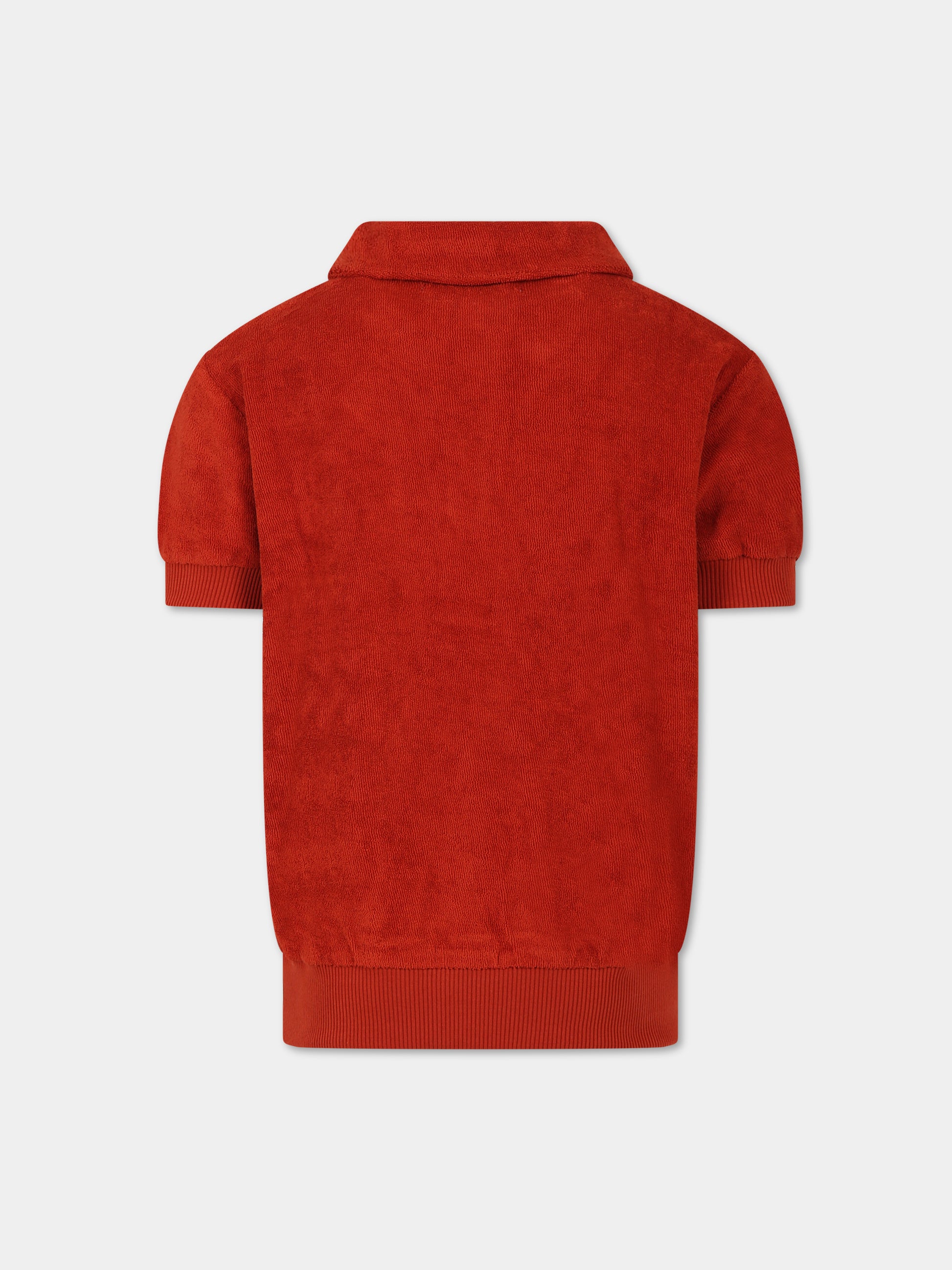 Polo rossa per bambino con ricamo,Raquette,SCA 006T 81