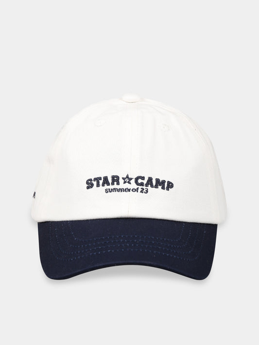 Cappello bianco per bambini con scritta  Star camp  e logo blu,Raquette,TCAP 001 79