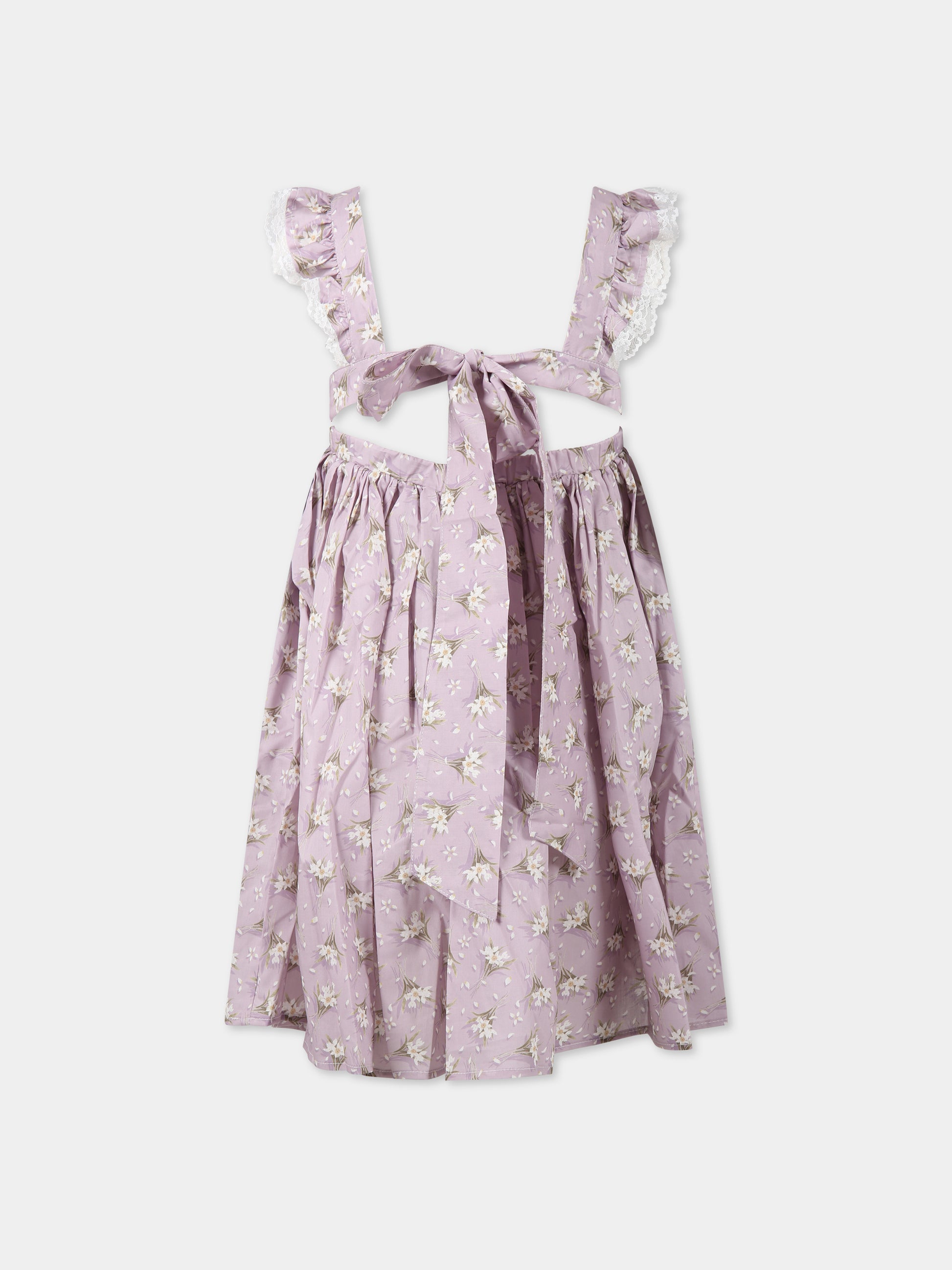 Vestito viola per bambina con stampa floreale,Paade Mode,232104420