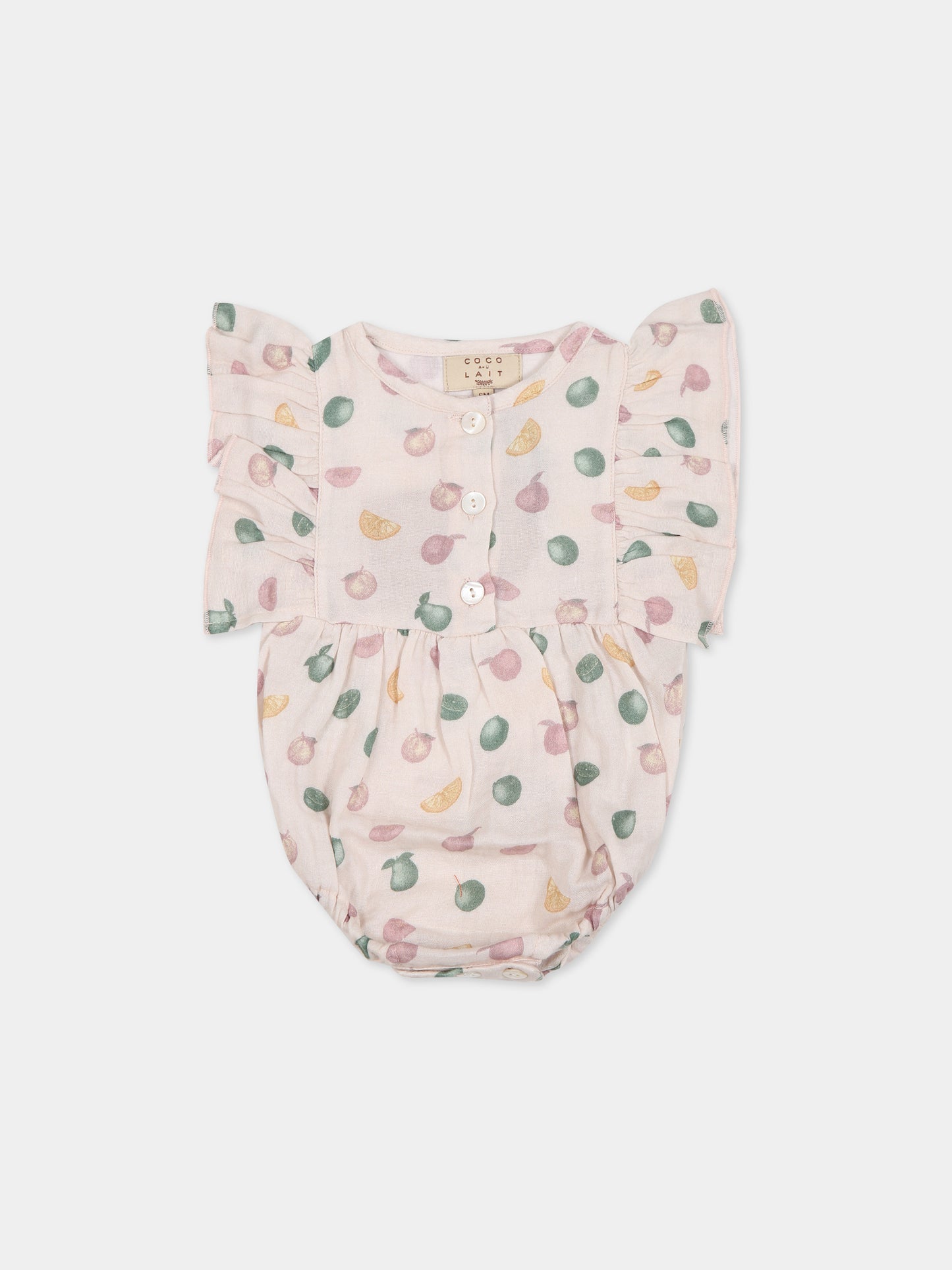 Pagliaccetto rosa per neonata con stampa frutta,Coco Au Lait,14COCO1034