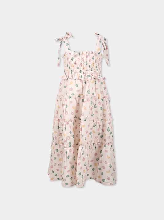 Vestito rosa per bambina con stampa frutta,Coco Au Lait,14COCO1038