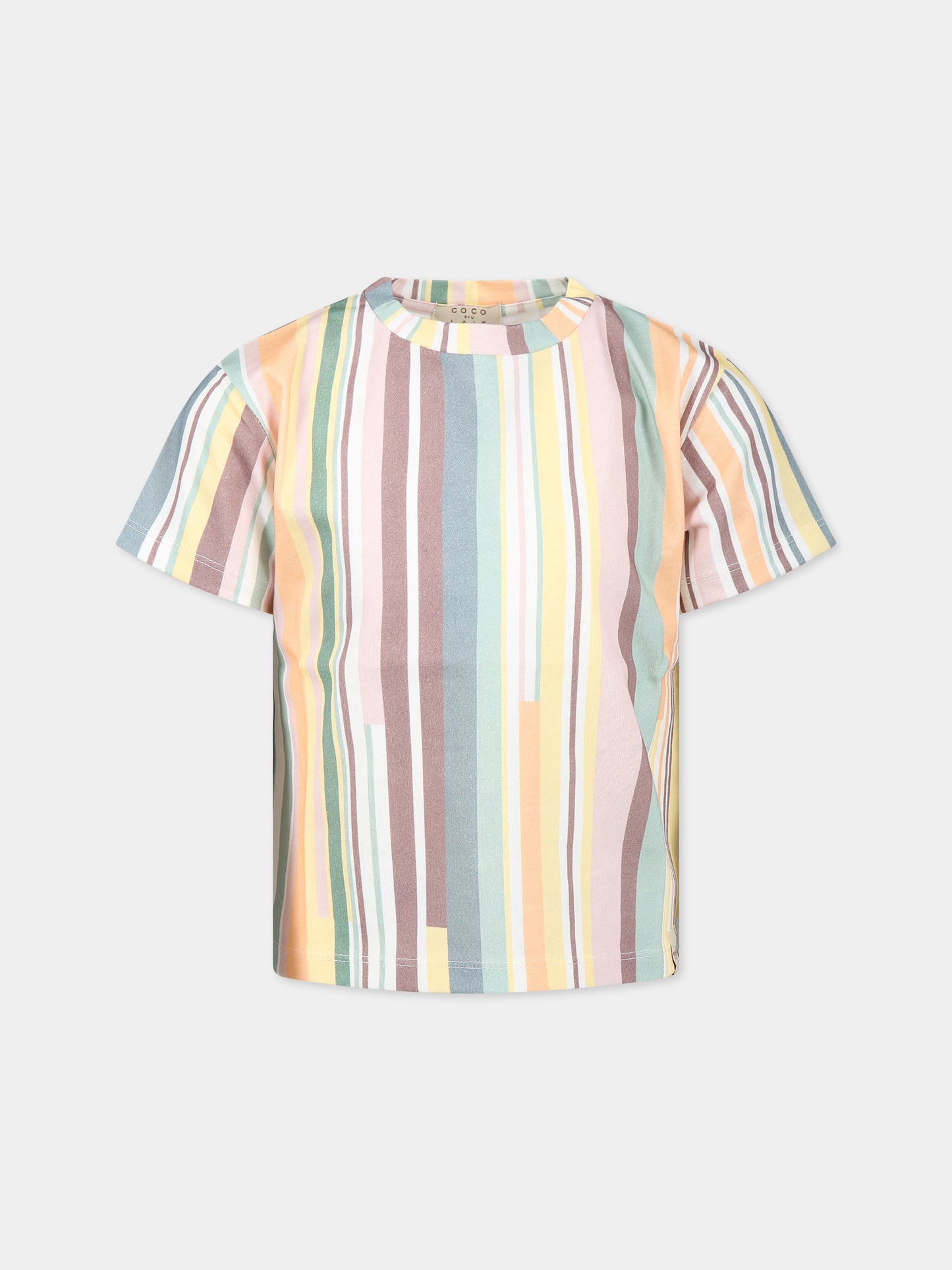 T-shirt multicolor per bambina con logo,Coco Au Lait,14COCO1056
