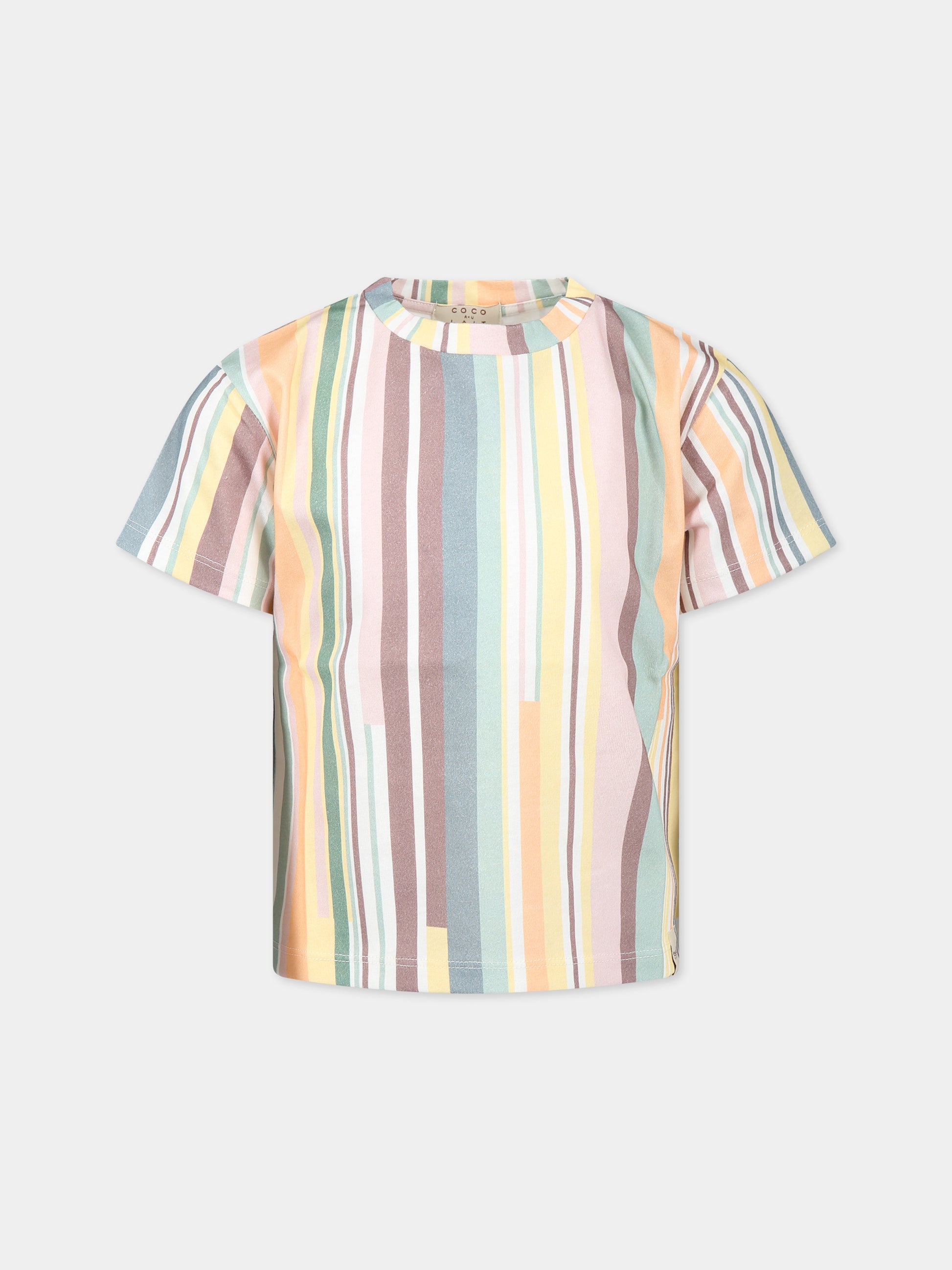 T-shirt multicolor per bambina con logo,Coco Au Lait,14COCO1056