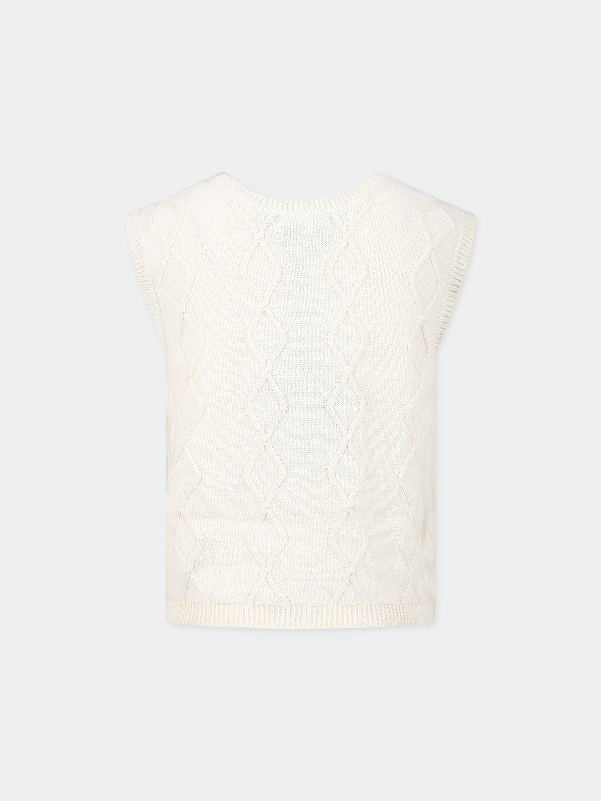 Gilet bianco per bambina con fiori,Coco Au Lait,14COCO2047