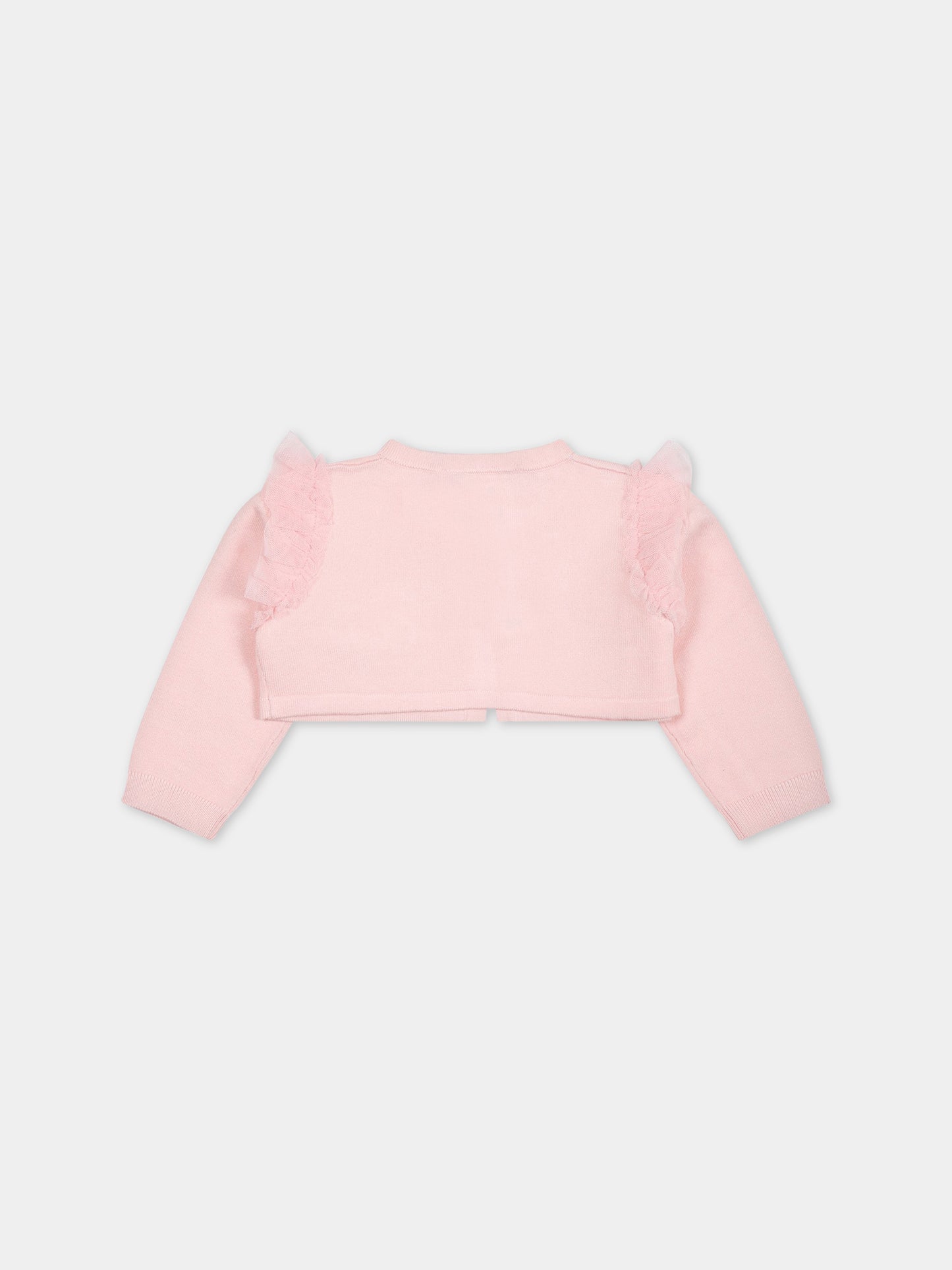 Cardigan rosa per neonata con logo,Blumarine Baby,IA3136MA74M X0485