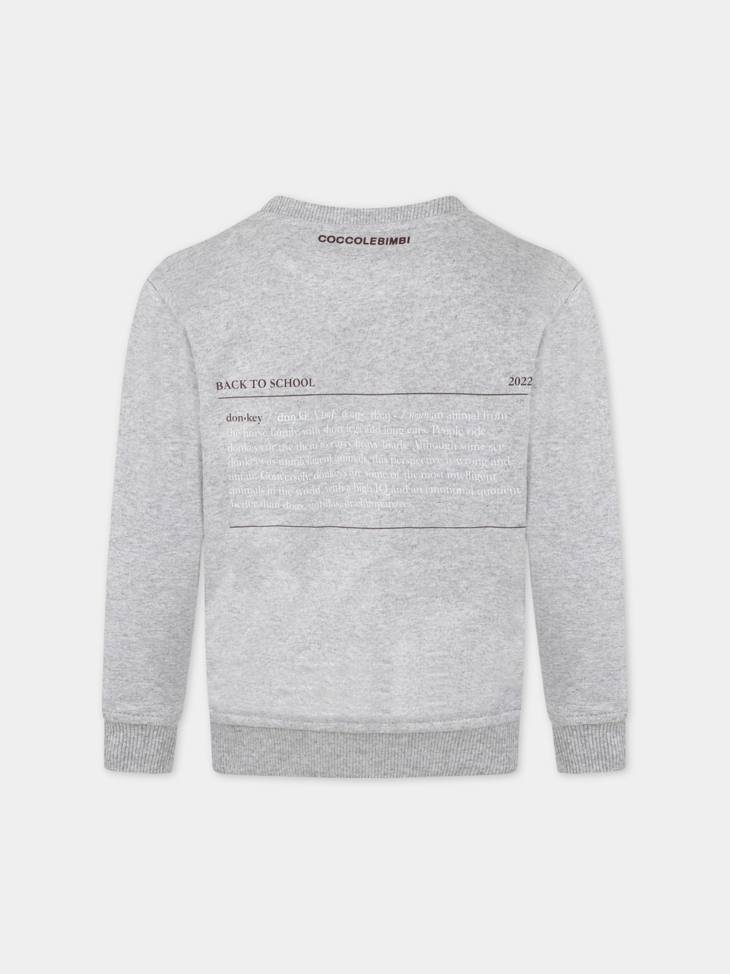 Felpa grigia  Back To School ,Coccolebimbi Bts,SWEATSHIRT GRAY