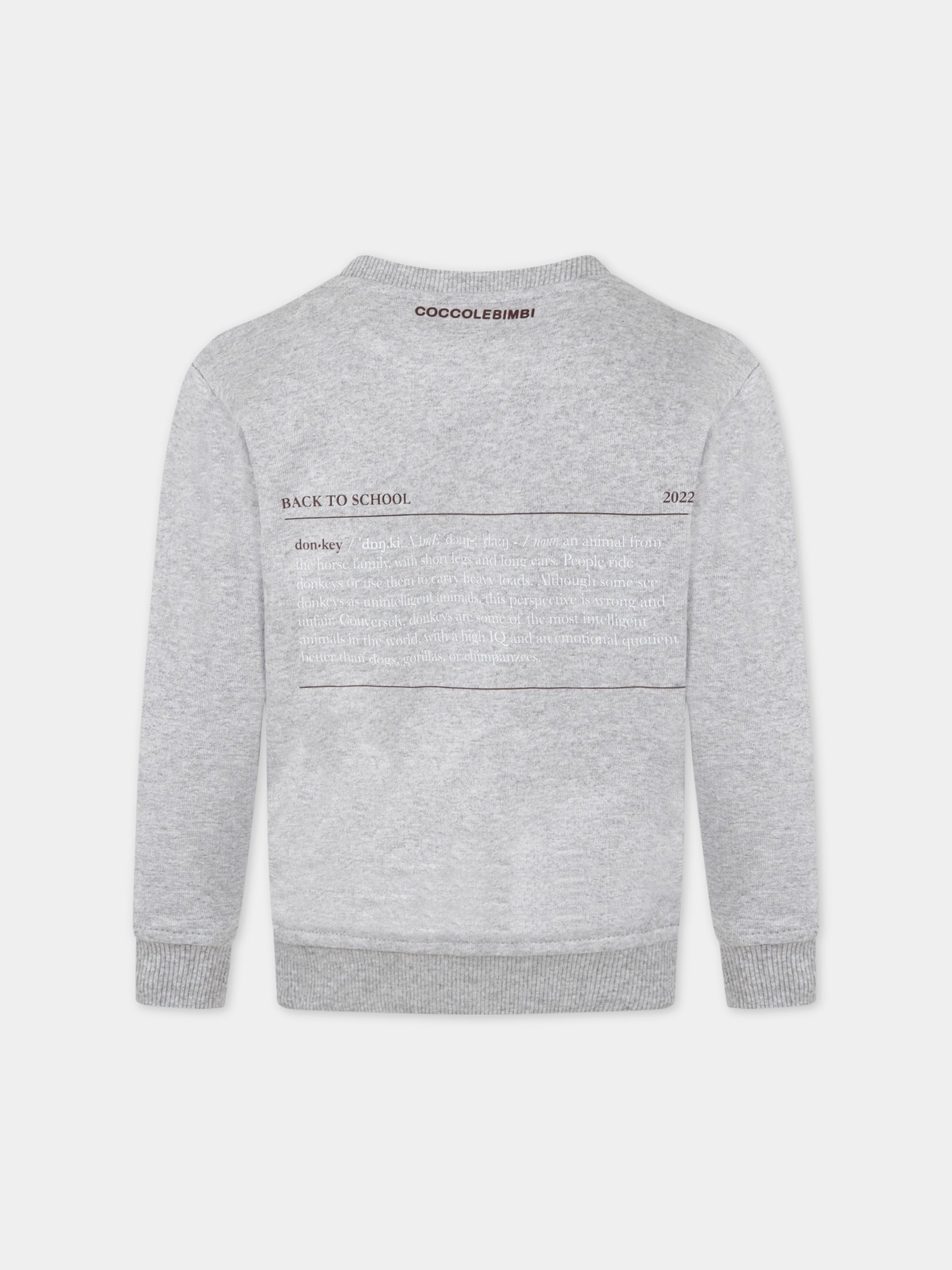 Felpa grigia  Back To School ,Coccolebimbi Bts,SWEATSHIRT GRAY