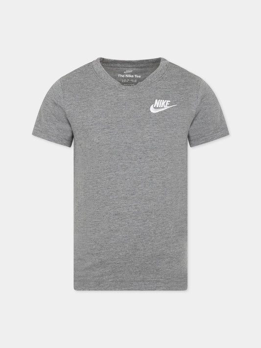 T-shirt grigia per bambini con iconico swoosh,Nike,8UC545 GEH
