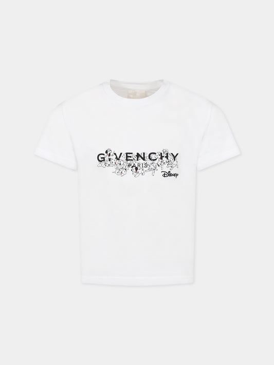 T-shirt bianca per bambina con stampa la carica dei 101 e logo,Givenchy Kids,H15327 10P
