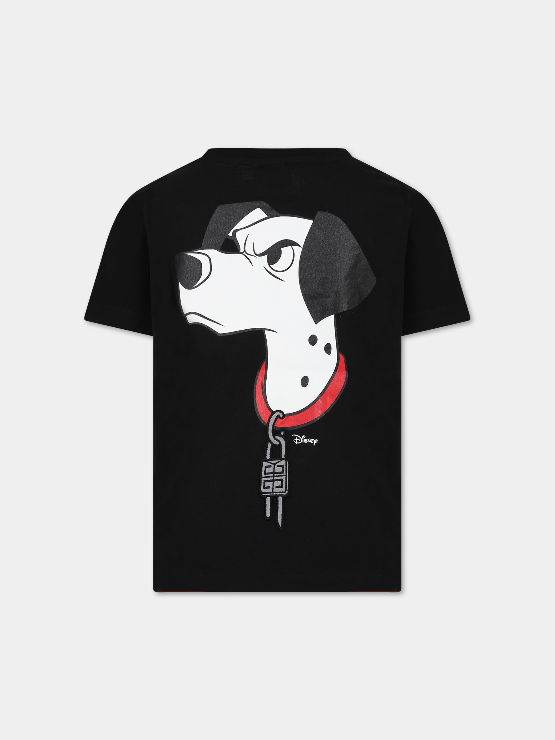 T-shirt nera per bambini con stampa la carica dei 101 e logo,Givenchy Kids,H25443 09B