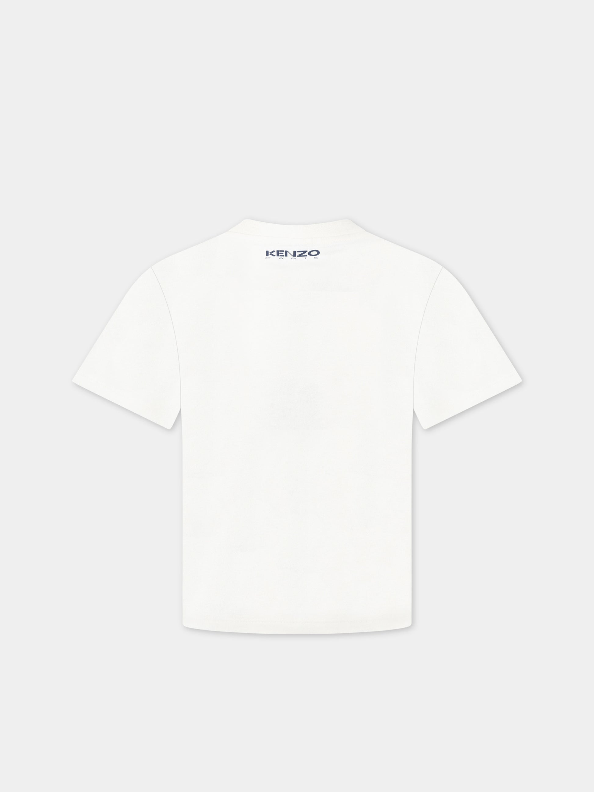 T-shirt bianca per bambina con iconico papavero rosso e logo,Kenzo Kids,K15669 189