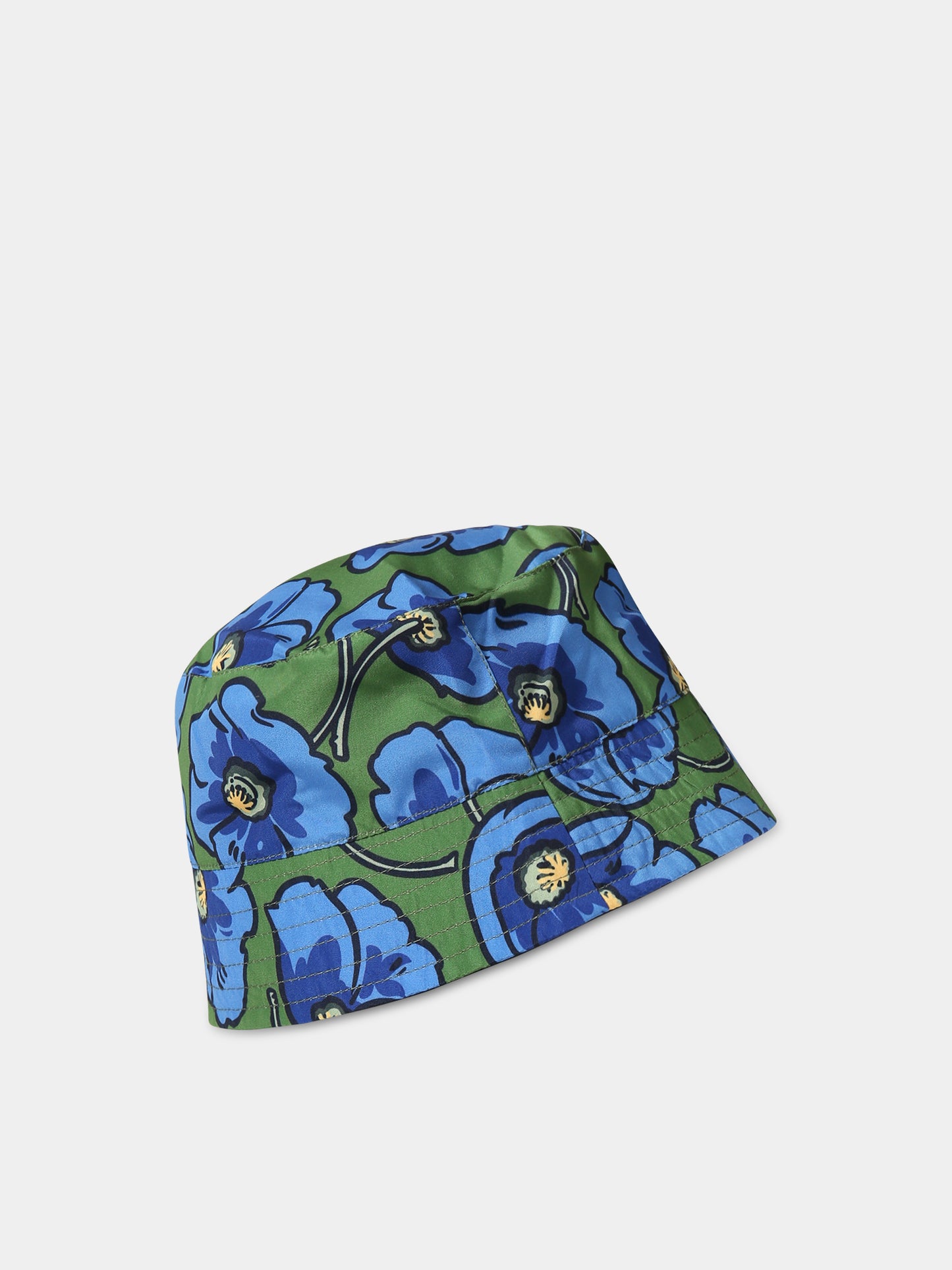 Cloche multicolor per bambino con logo e papeveri blu,Kenzo Kids,K21048 845