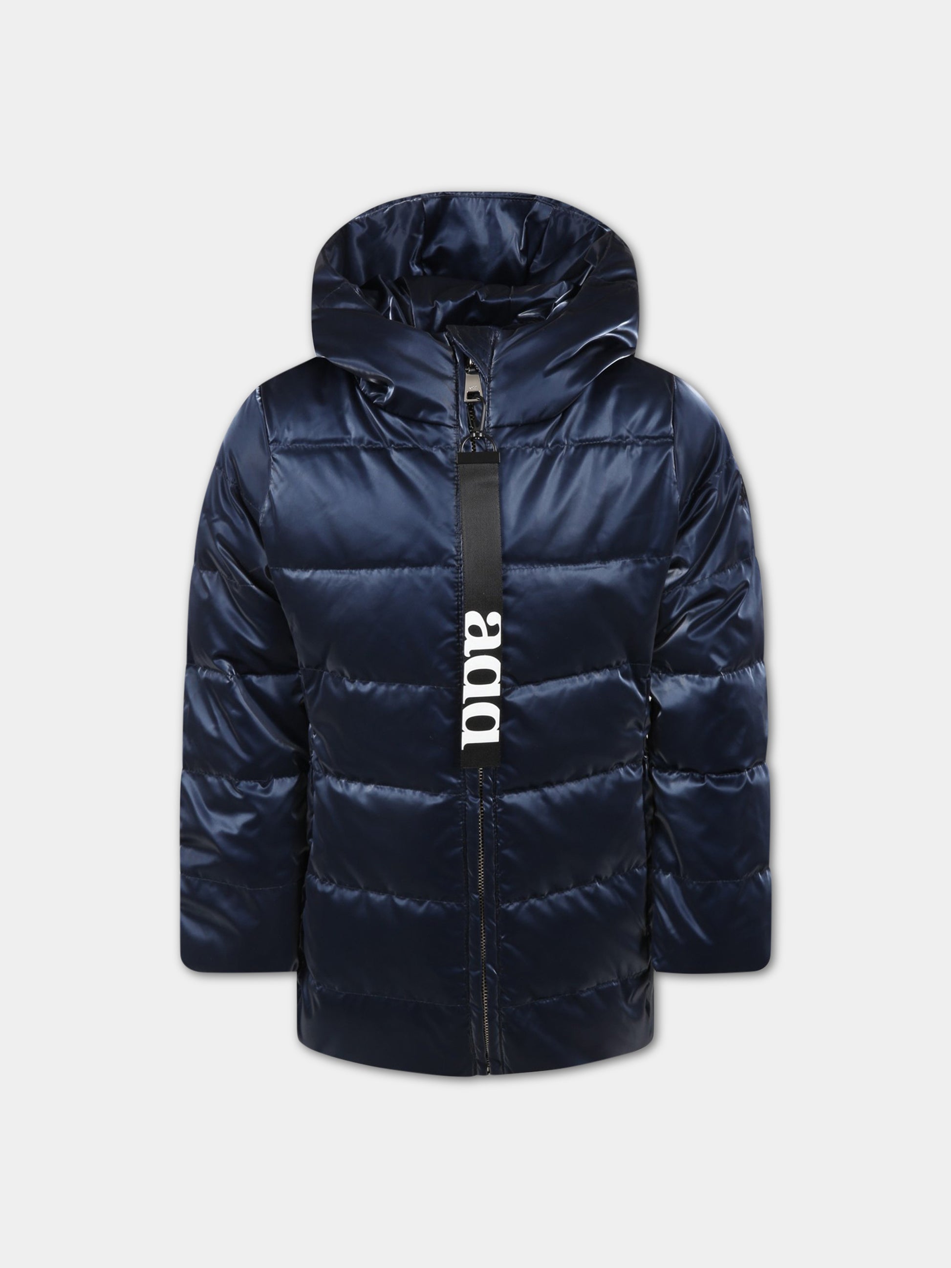 Piumino blu per bambina con logo,Add,ADFGB006 YA182 4020