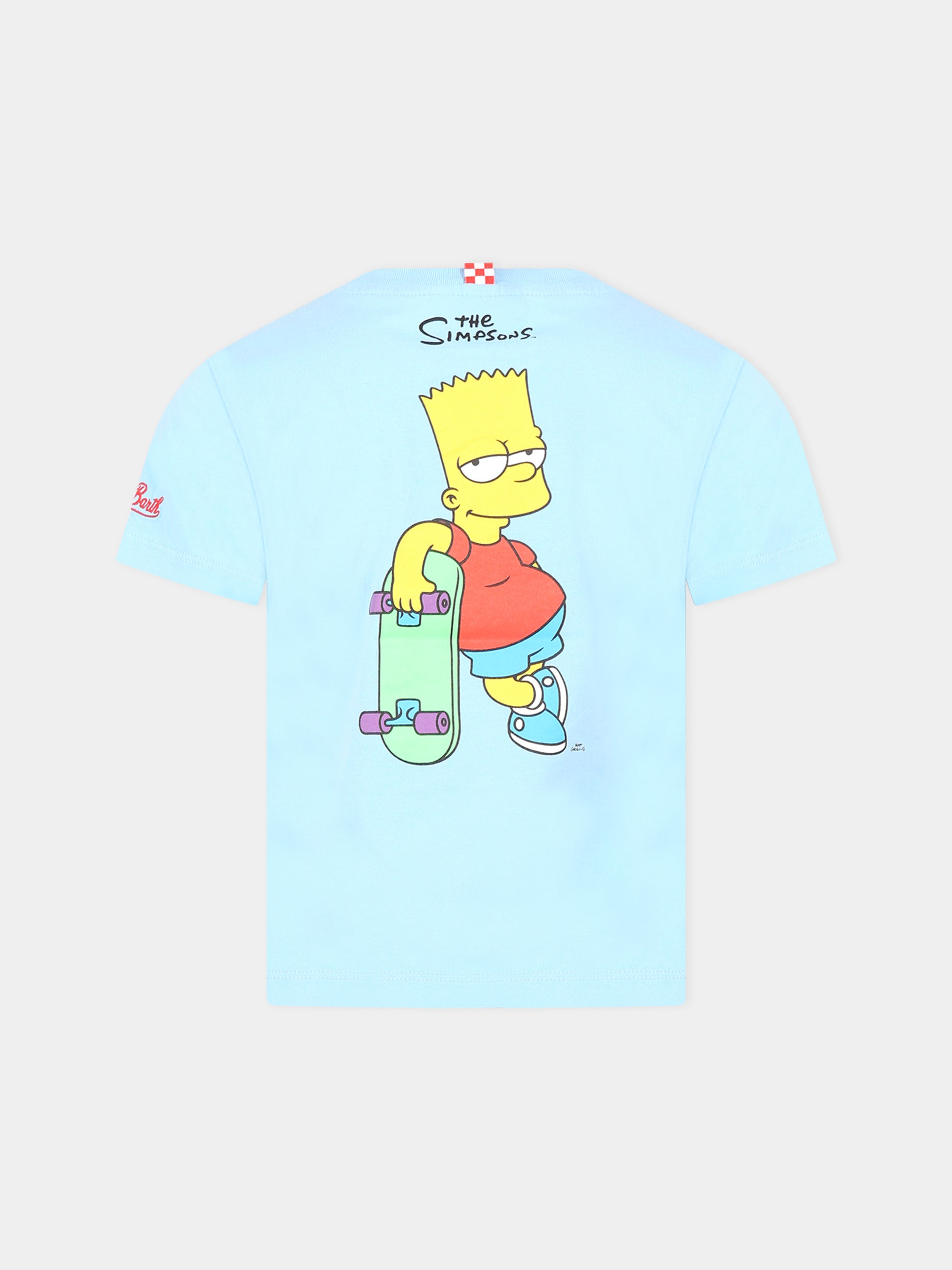 T-shirt celeste per bambino con stampa e logo,Mc2 Saint Barth,TSHIRT BOY BART SKATER 31 EMB