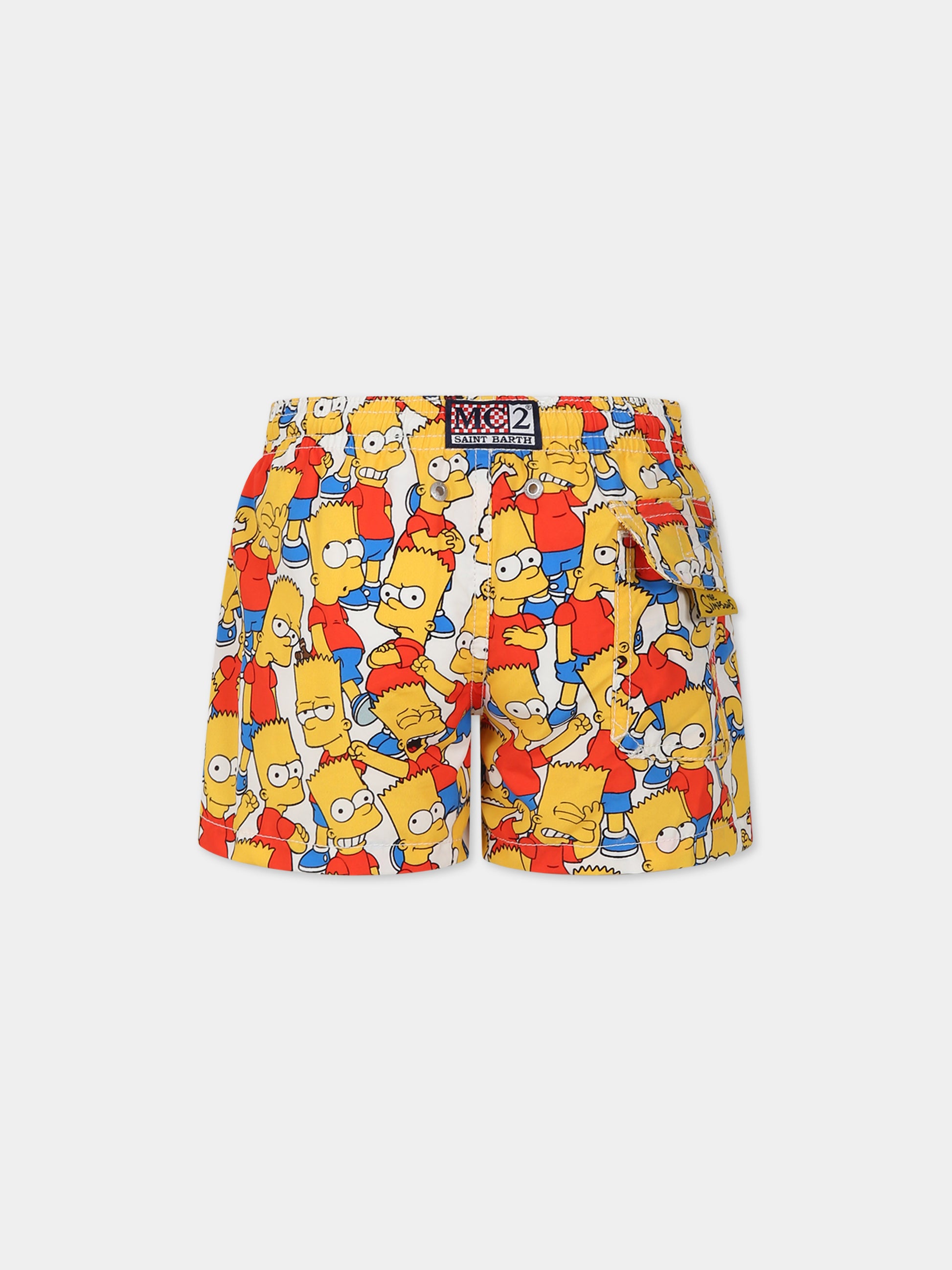 Boxer mare bianco per bambino con stampa Simpson e logo,Mc2 Saint Barth,JEAN BART MIX 01