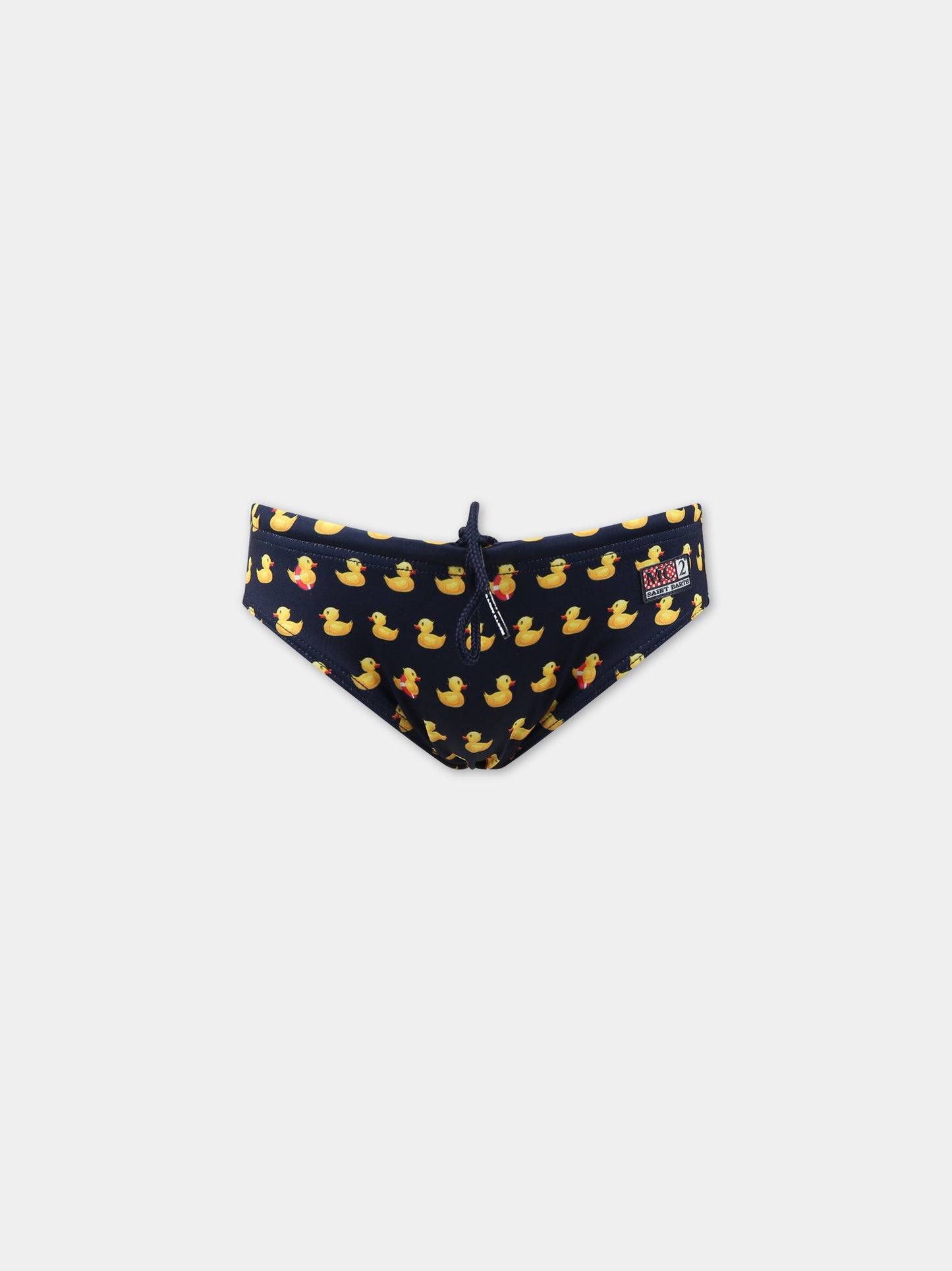 Slip-mare blu per bambino con stampa papere all-over e logo,Mc2 Saint Barth,BILLY DUCKY 61