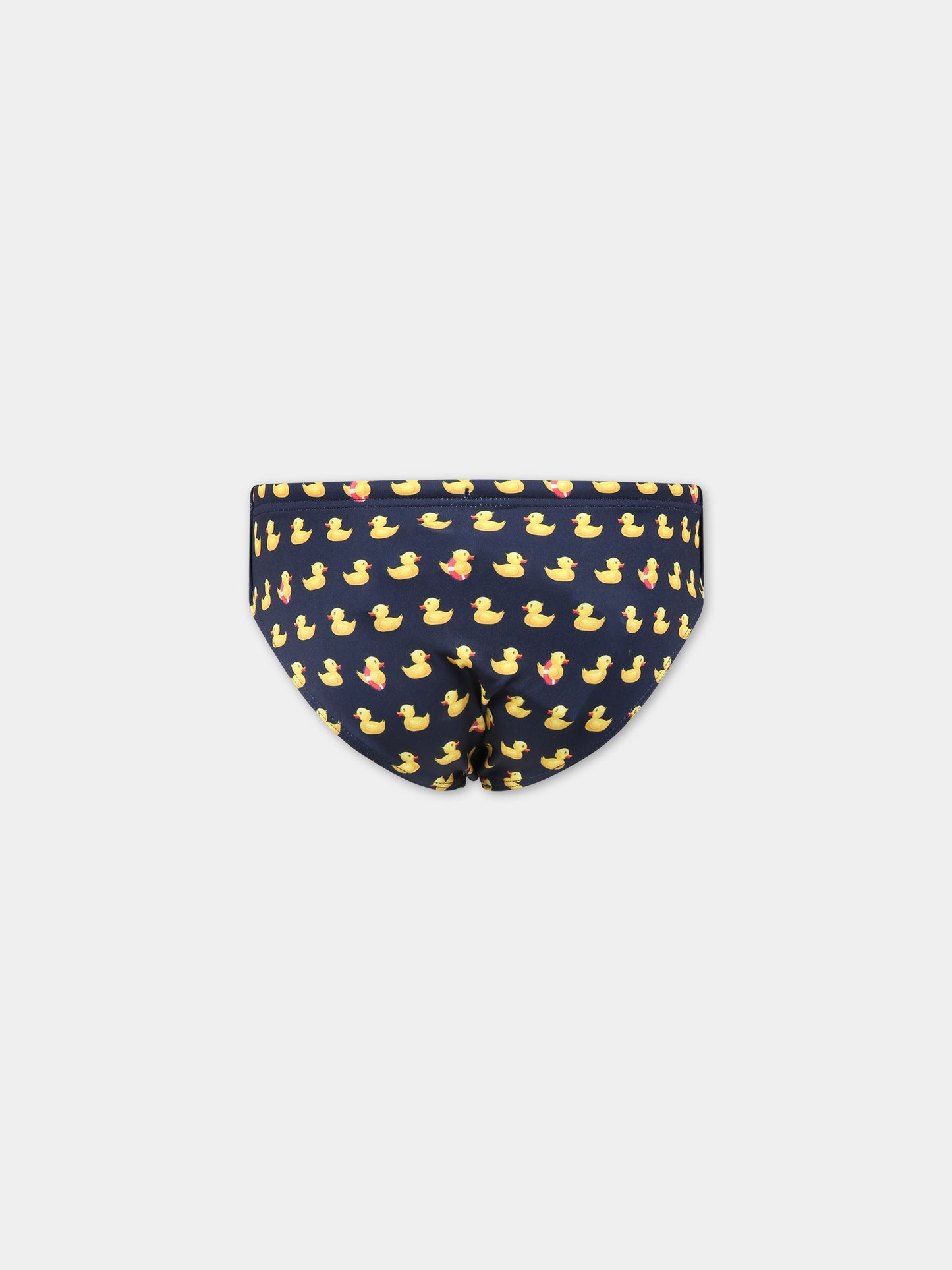 Slip-mare blu per bambino con stampa papere all-over e logo,Mc2 Saint Barth,BILLY DUCKY 61