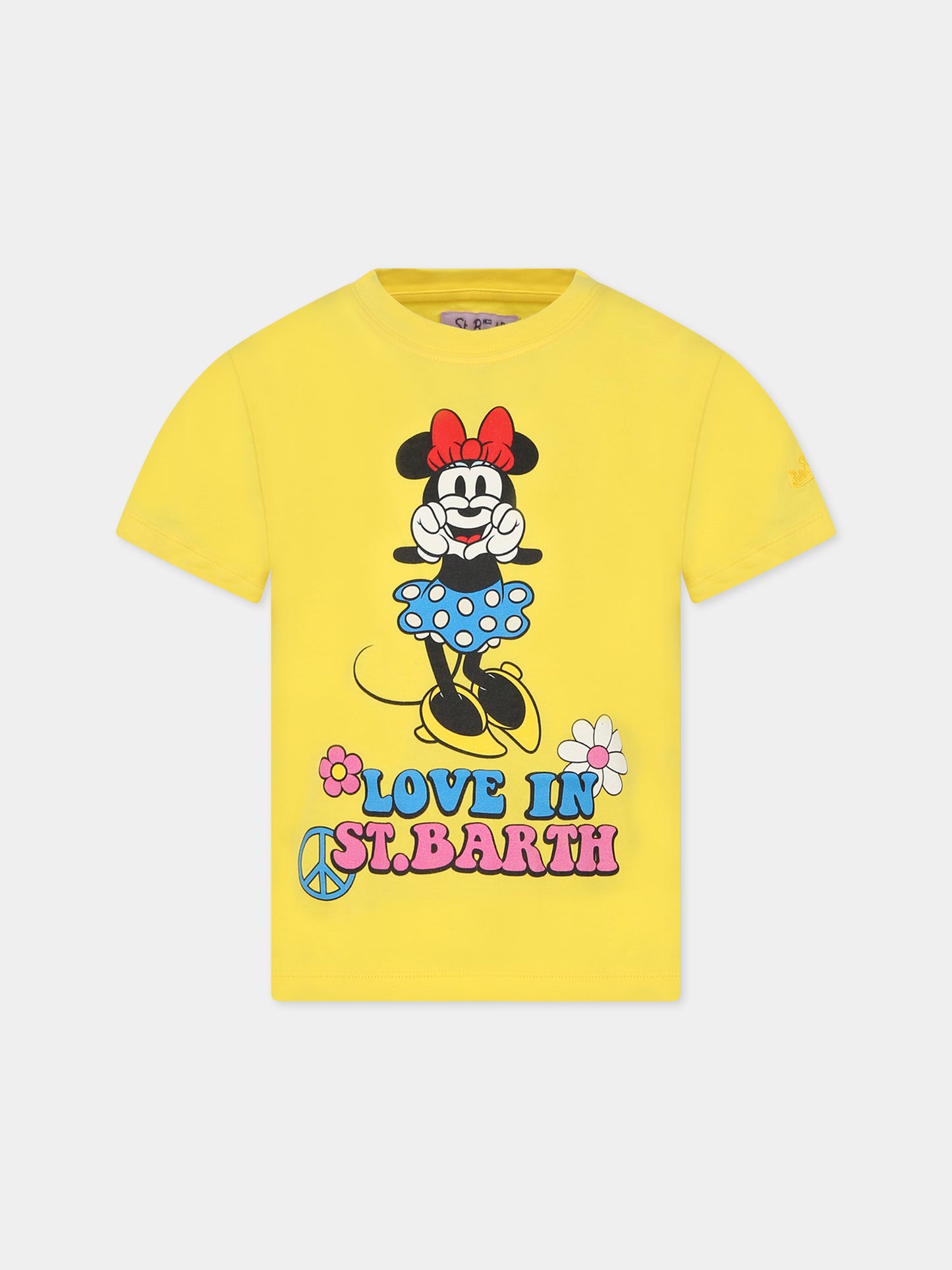 T-shirt gialla per bambina con stampa Minnie e logo,Mc2 Saint Barth,ELLY MINNIE LOVE IN SB 92