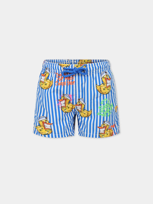 Boxer mare multicolor con stampa Ducky marinaio e logo,Mc2 Saint Barth,JEAN CPT DUCKY SAILOR LIN17
