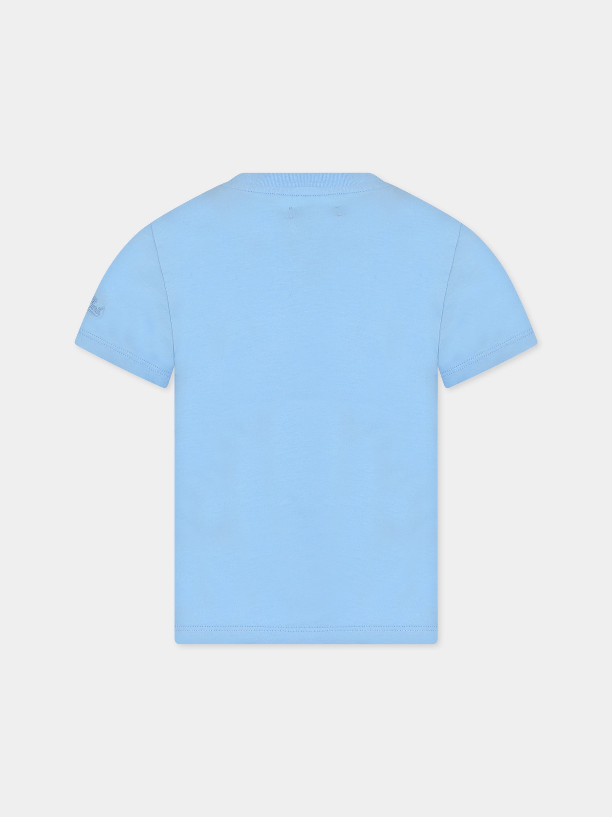 T-shirt celeste per bambina con stampa angeli e logo,Mc2 Saint Barth,ELLY ANGELS 31 FIORUCCI