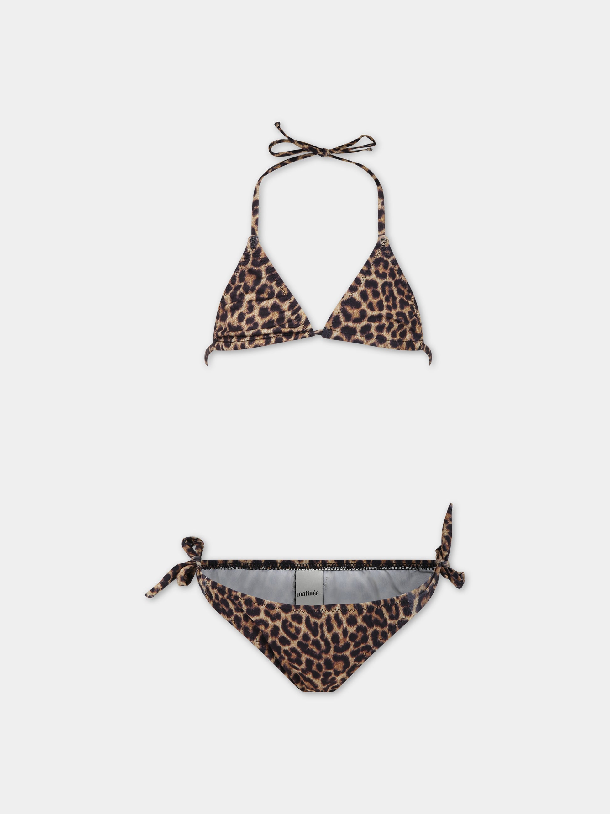 Bikini marrone per bambina con logo,Matineè,CC4009 PETITE CAMILLE MACULATO