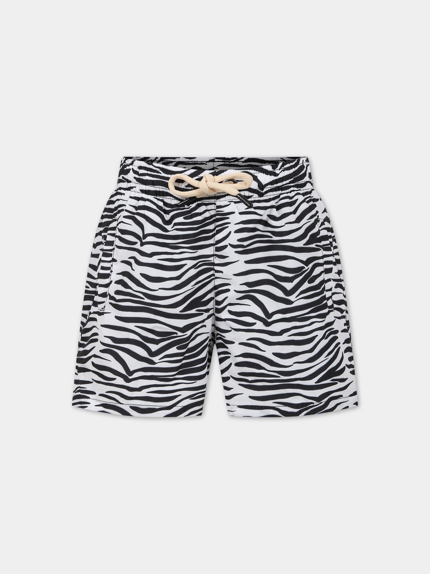 Boxer mare bianco per bambino con logo,Matineè,BBM4029 PETIT ALEXANDRE ZEBRA