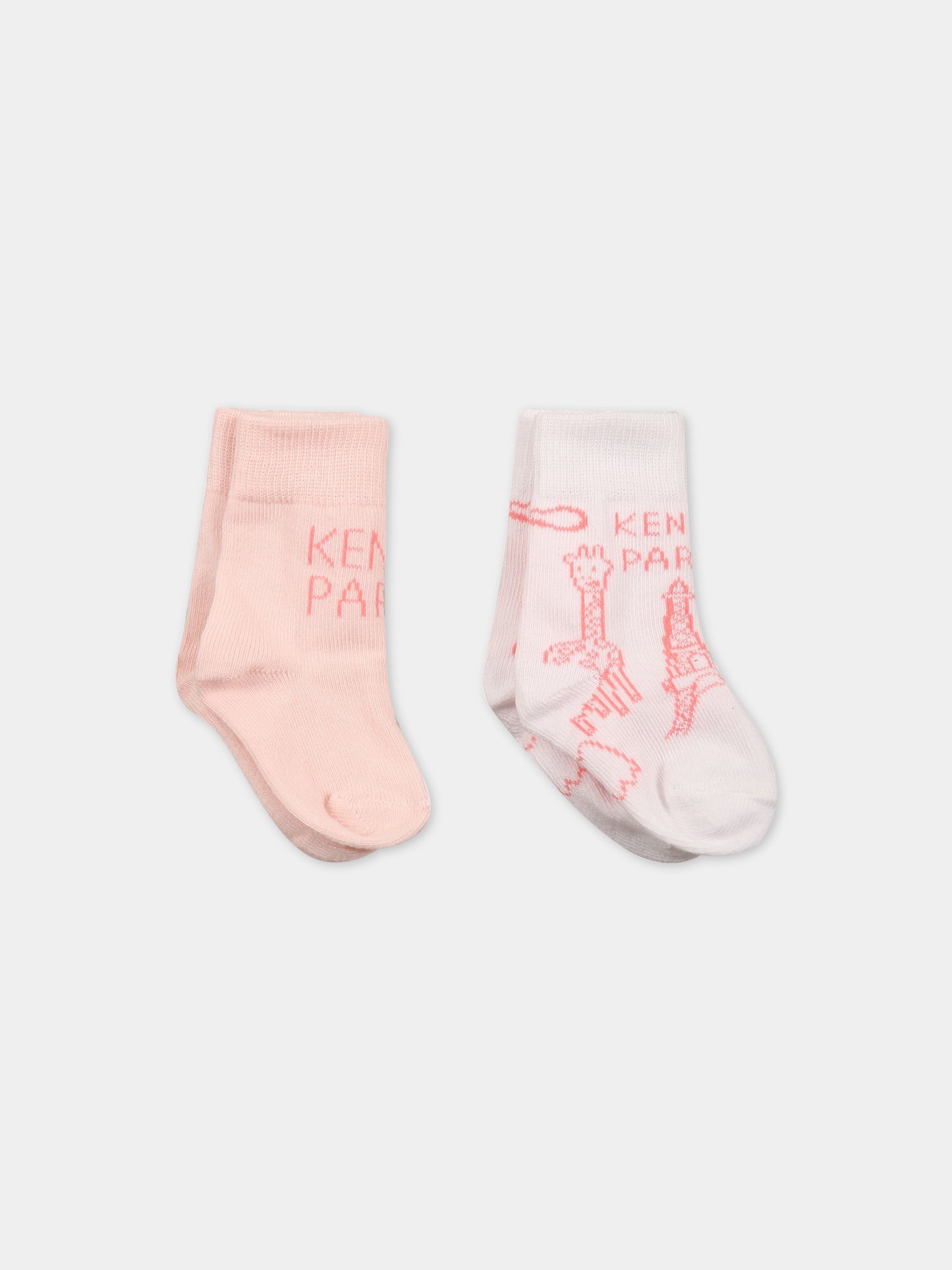 Set multicolor per neonata con giraffe  e logo,Kenzo Kids,K90093 453