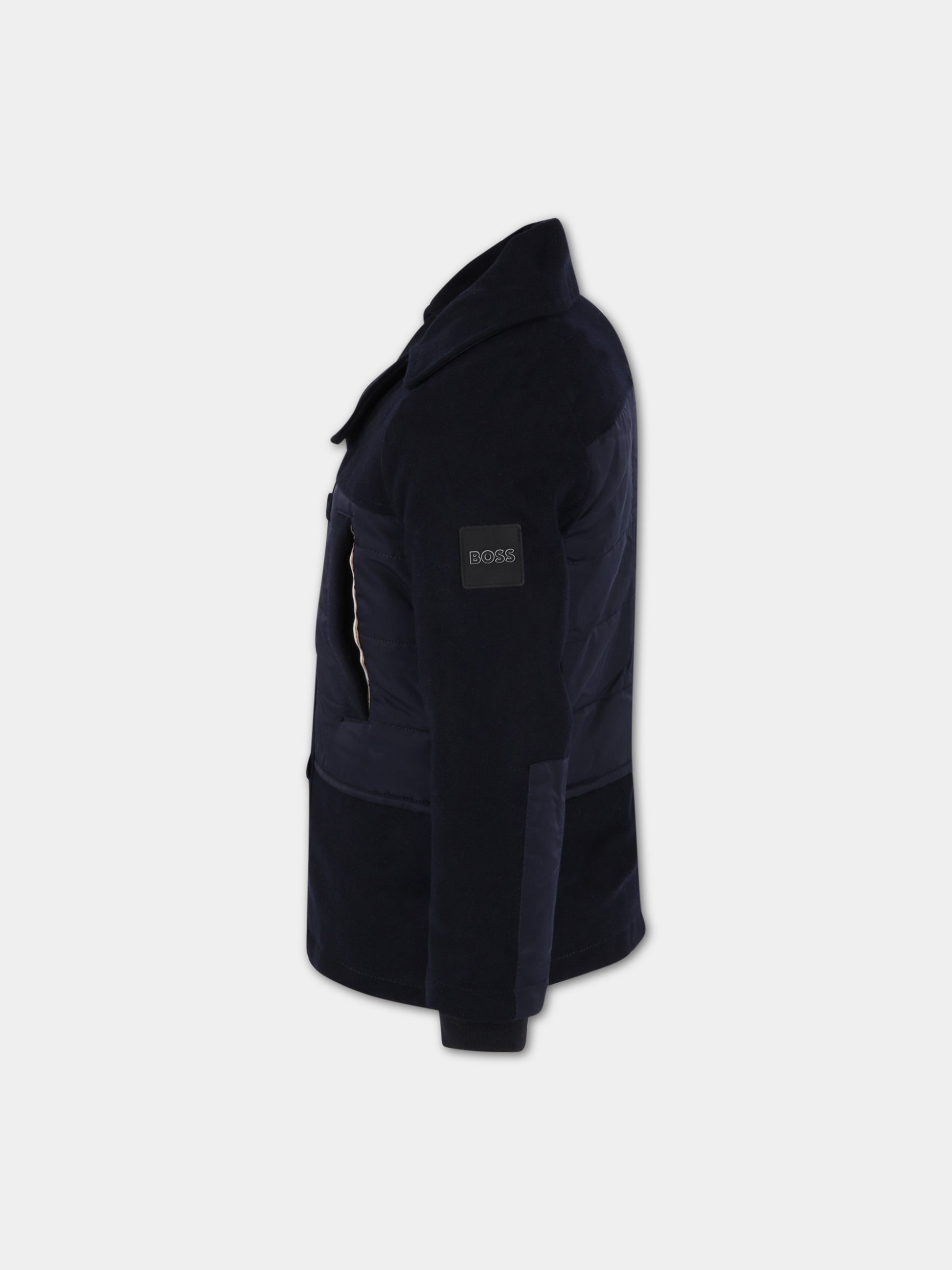 Cappotto blu per bambino con logo,Hugo Boss,J26485 849