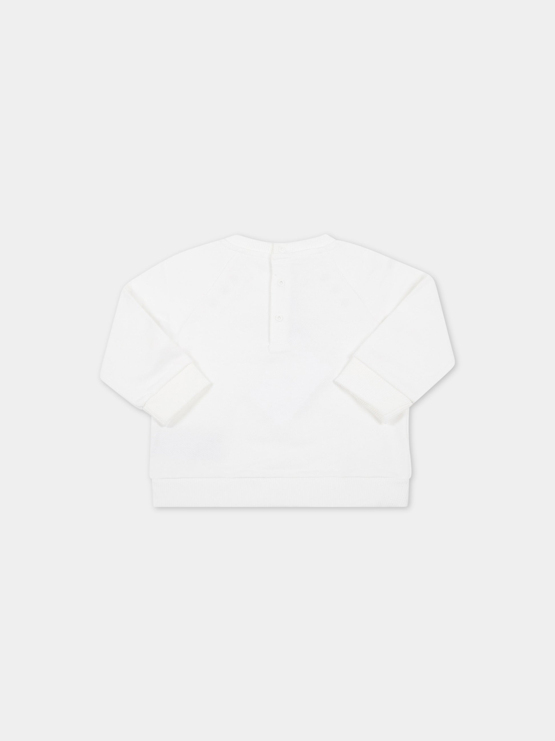 Felpa bianca per neonata con logo nero,Balmain Kids,6R4020 Z0001 100
