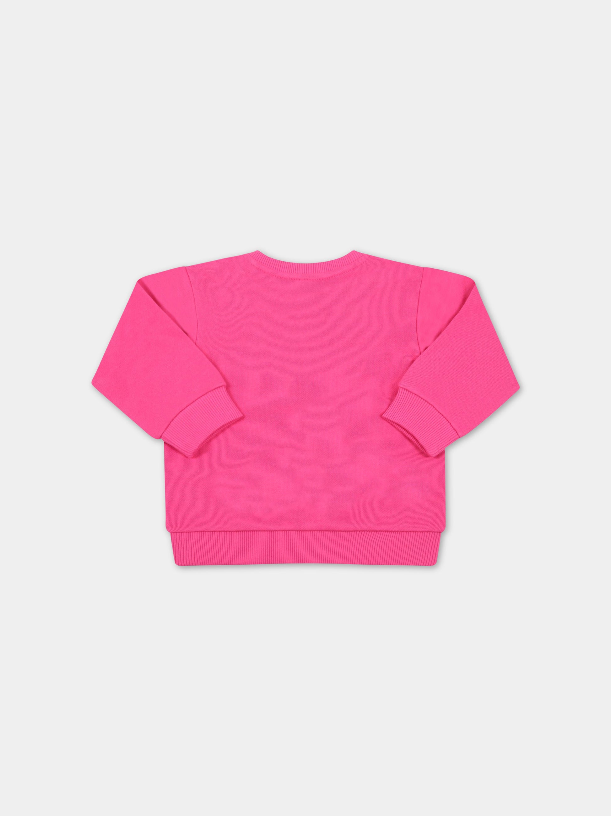 Felpa fucsia per neonata con loghi bianchi,Balmain Kids,6R4520 Z0001 514BC