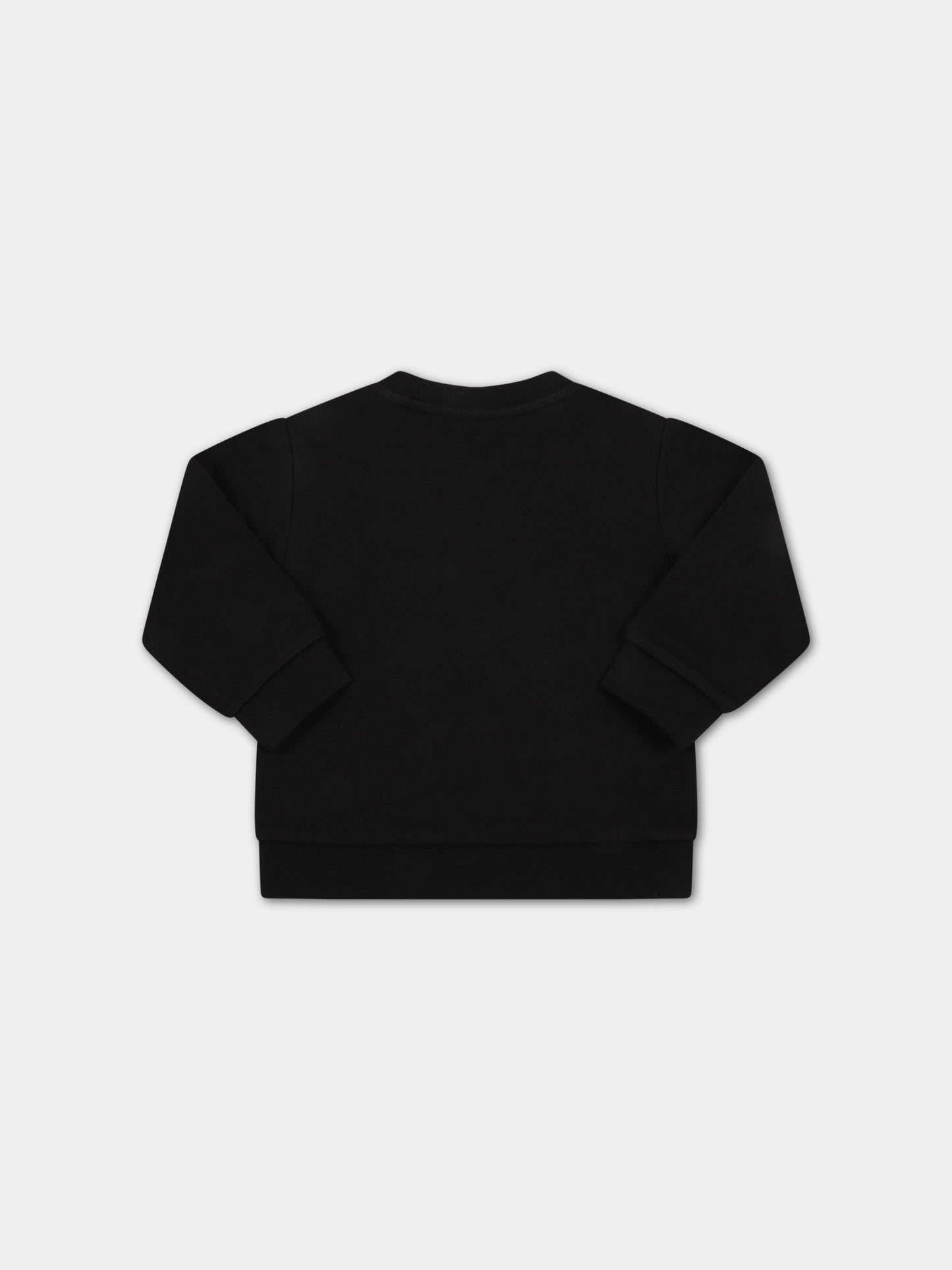 Felpa nera per neonata con loghi argentati,Balmain Kids,6R4530 Z0739 930AG