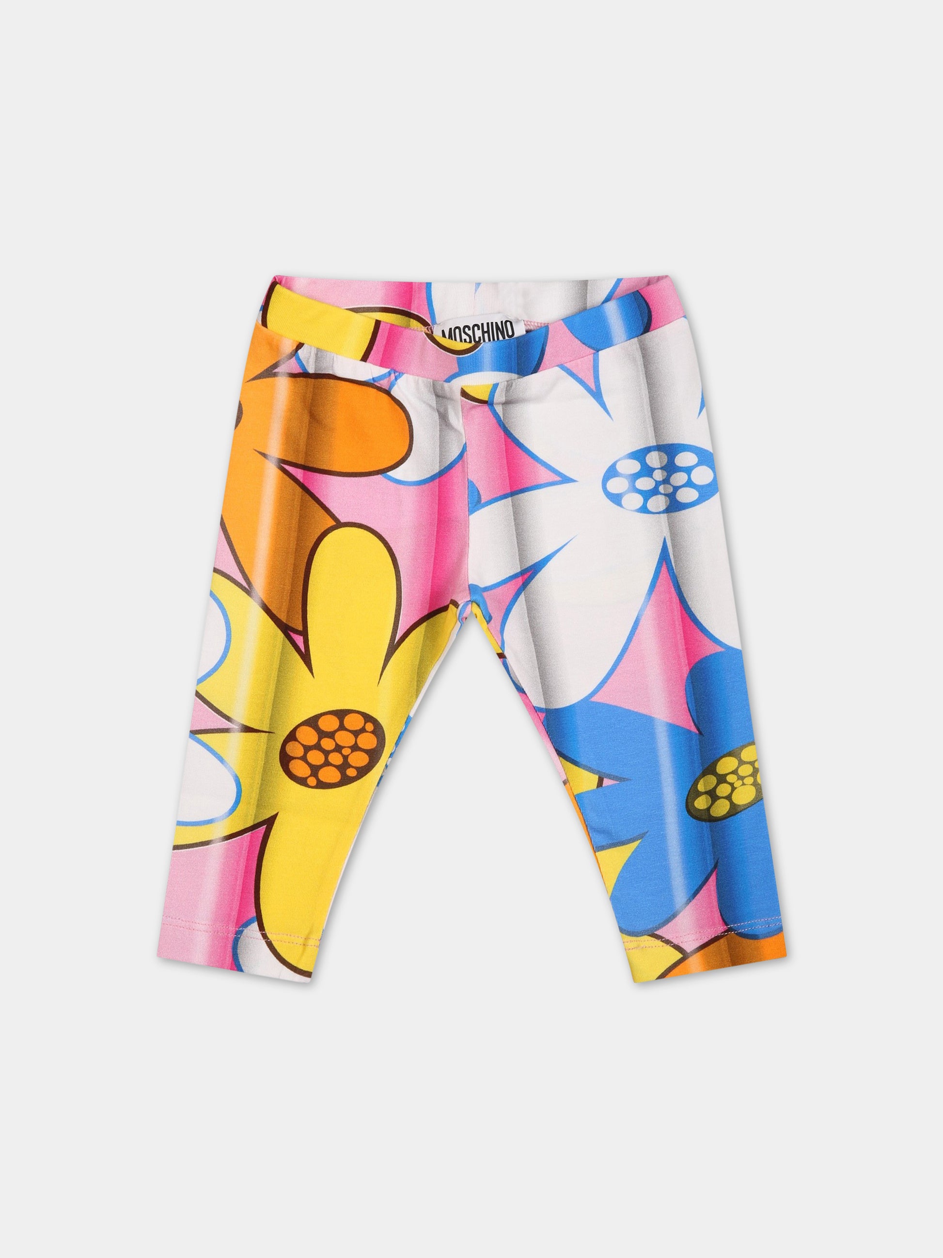 Leggings multicolor per neonata con stampa,Moschino Kids,M2P02N LBB3D 84606