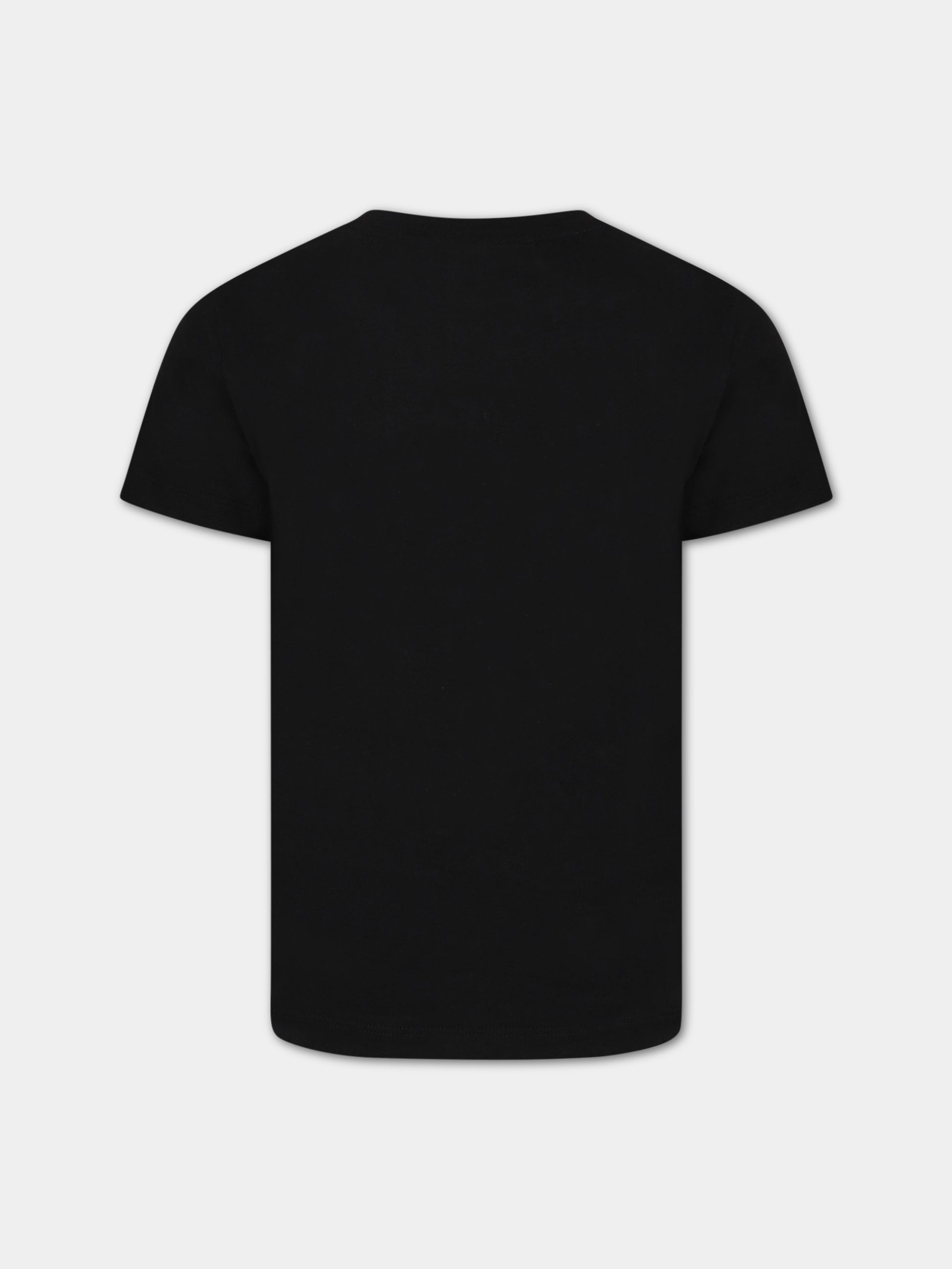 T-shirt nera per bambino con Medusa e logo,Versace,1000129 1A07317 2B130 AY0034