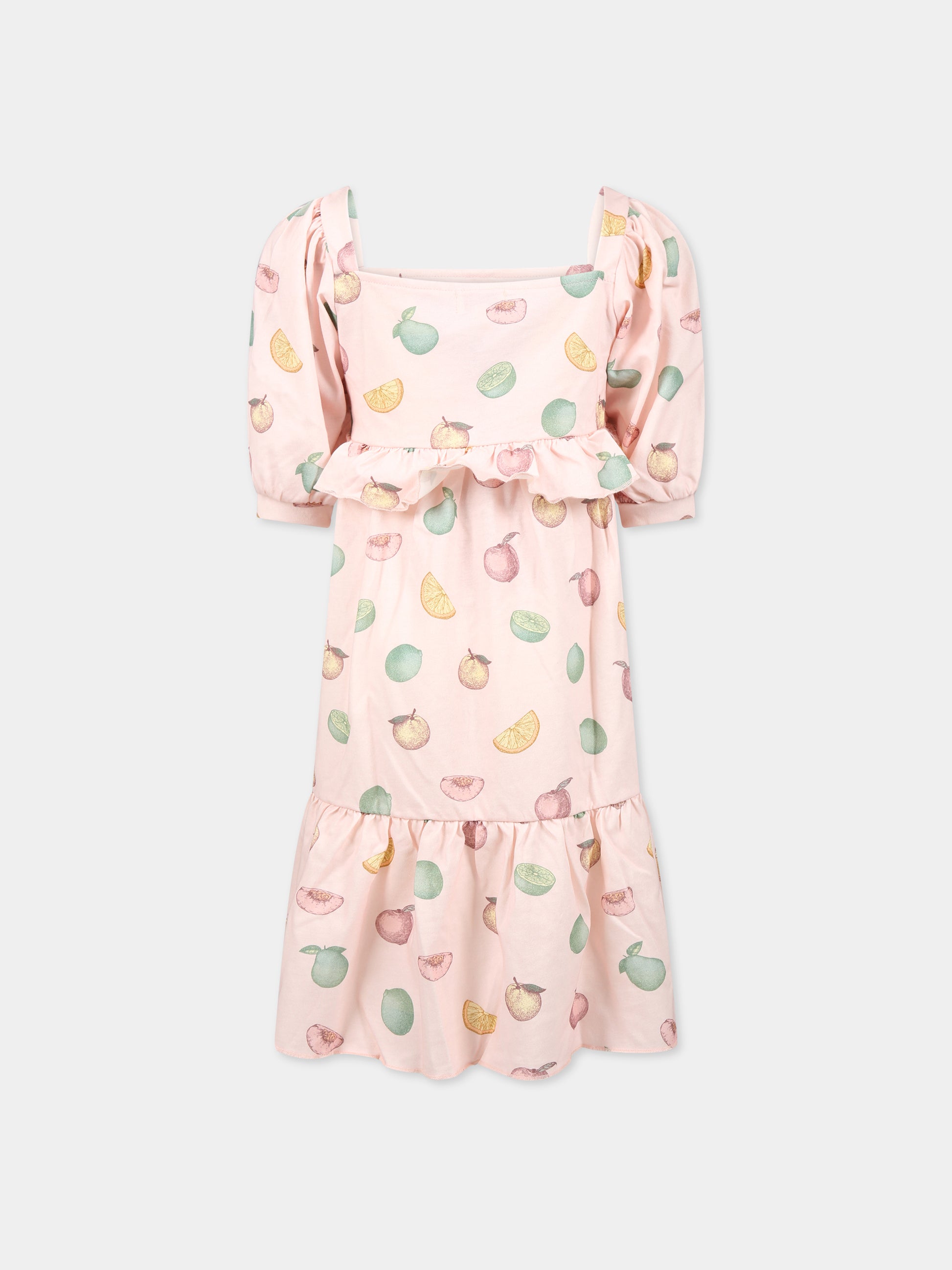 Vestito rosa per bambina con stampa frutta,Coco Au Lait,14COCO1033