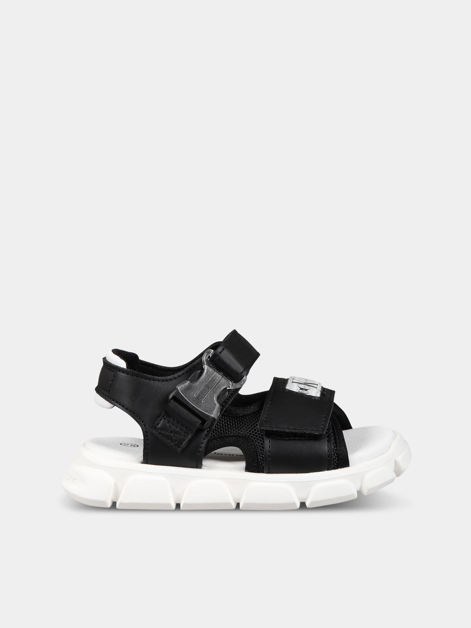 Sandalo nero per bambina con logo,Calvin Klein Kids,V1B2 80609 0211999