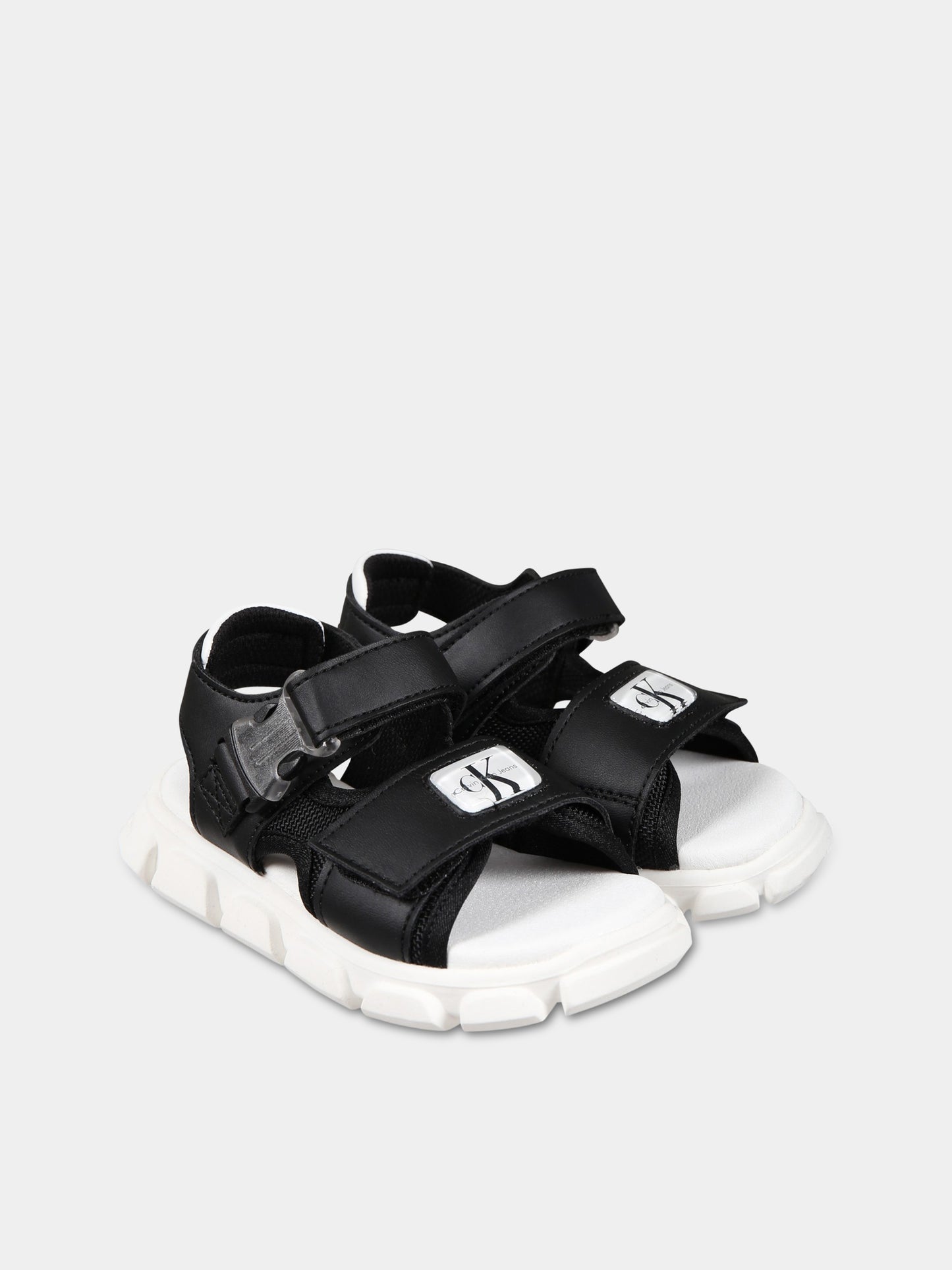 Sandalo nero per bambina con logo,Calvin Klein Kids,V1B2 80609 0211999