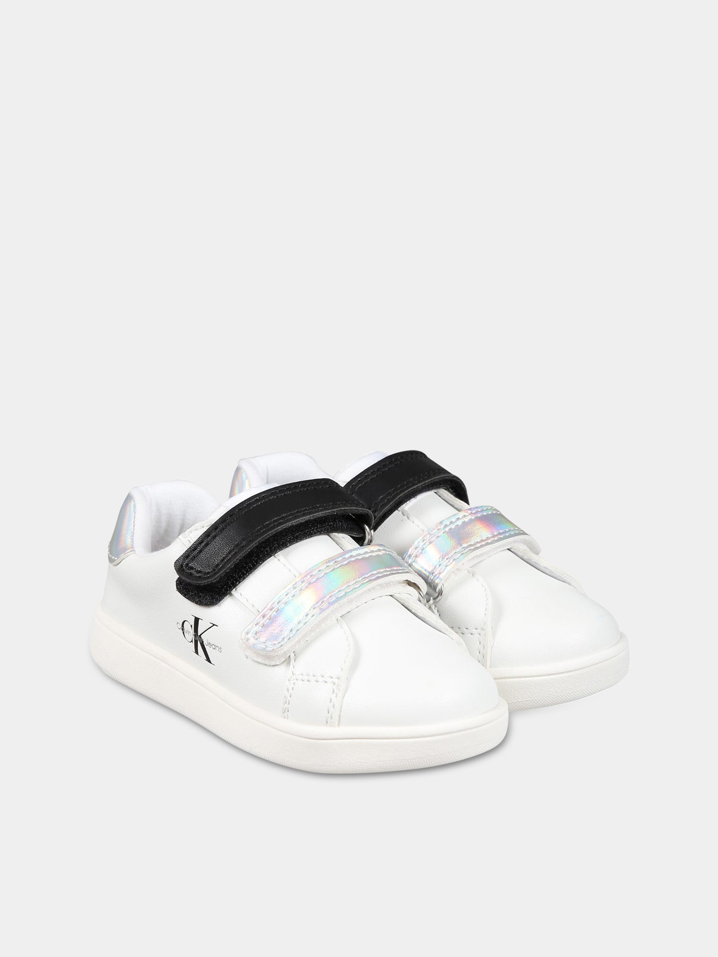 Sneakers bianche per bambina con logo,Calvin Klein Kids,V1A9 80467 1355Y220