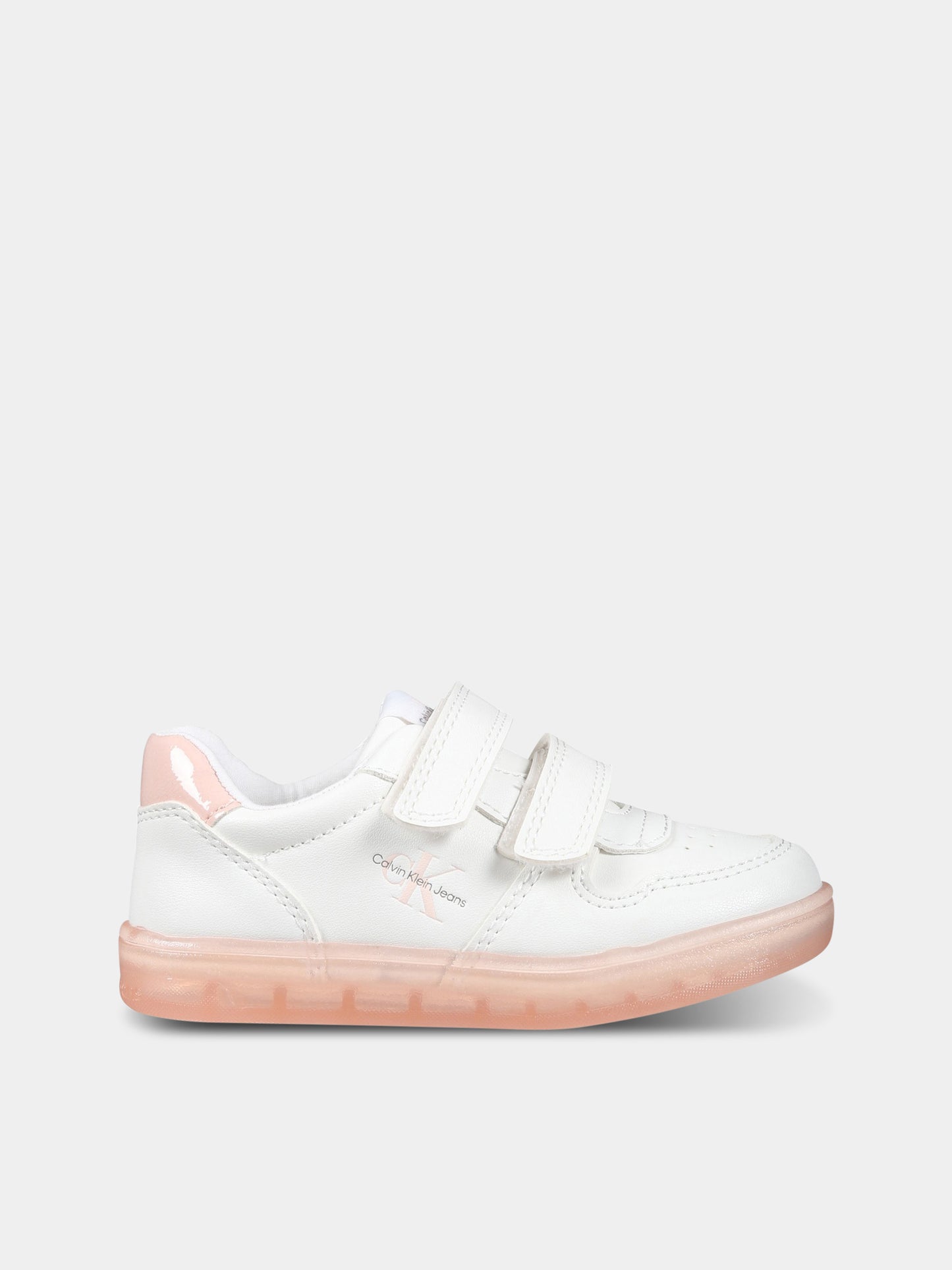 Sneakers bianche per bambina con logo,Calvin Klein Kids,V1A9 80466 1355X134