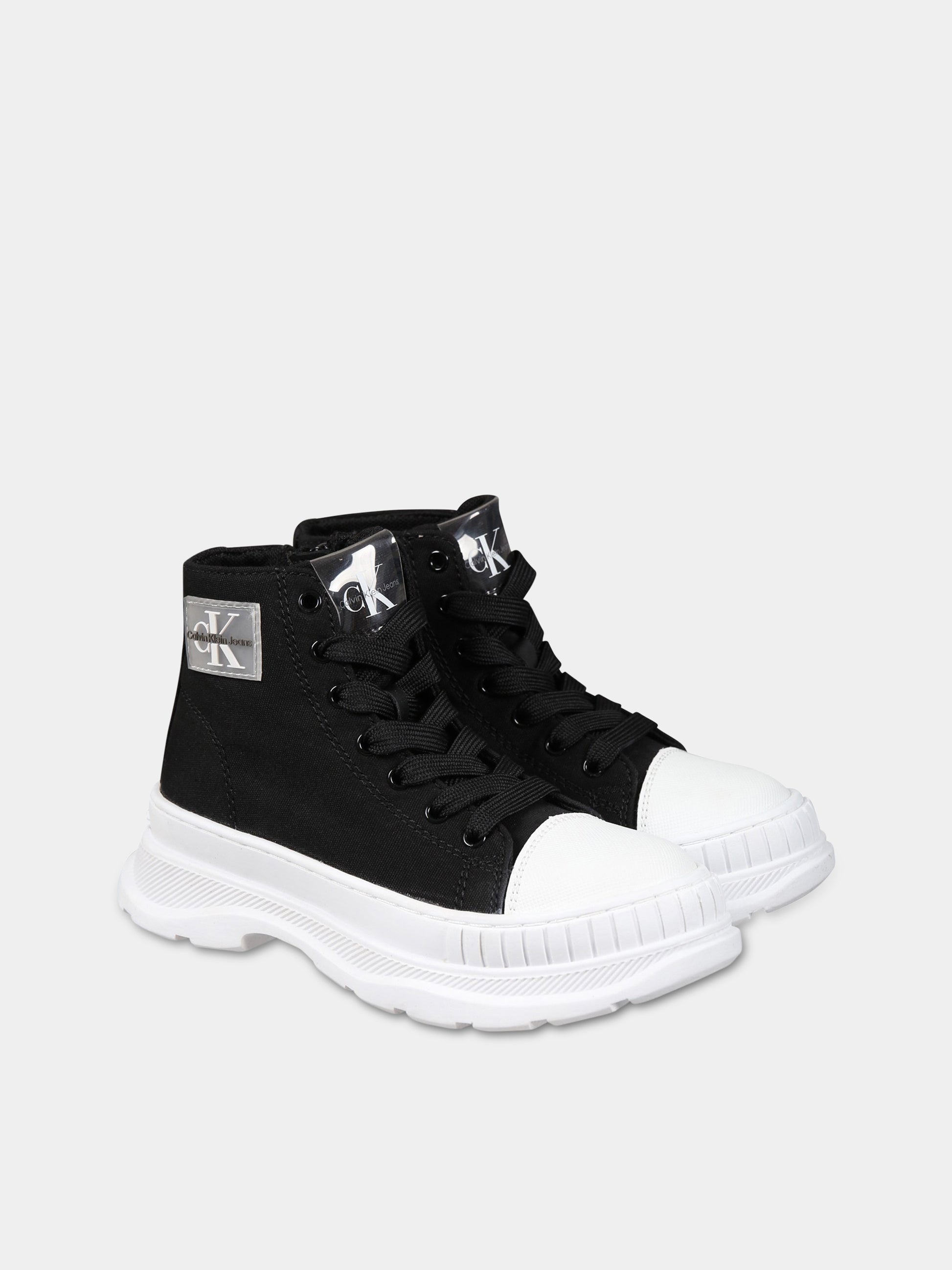 Sneakers nere per bambina con logo,Calvin Klein Kids,V3X5 80603 0890999