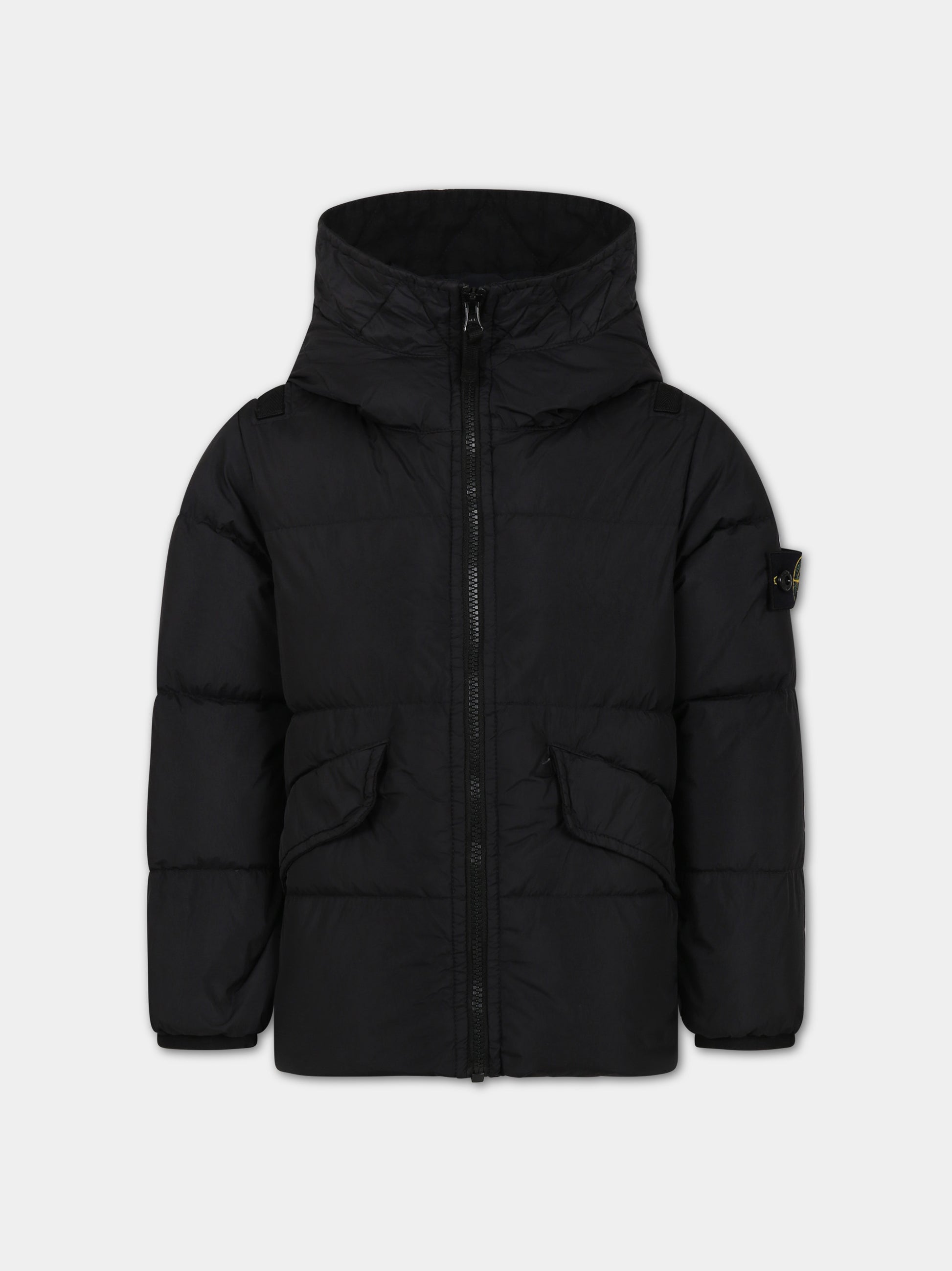 Piumino nero per bambino con bussola,Stone Island Junior,791640223 V0029