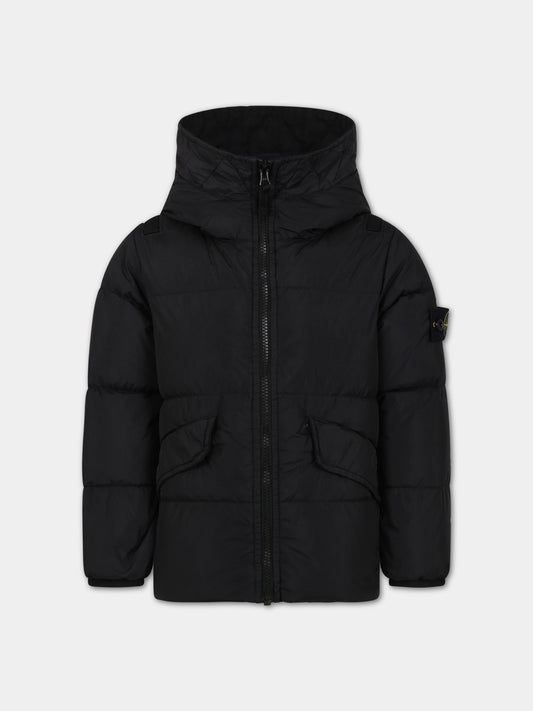 Piumino nero per bambino con bussola,Stone Island Junior,791640223 V0029