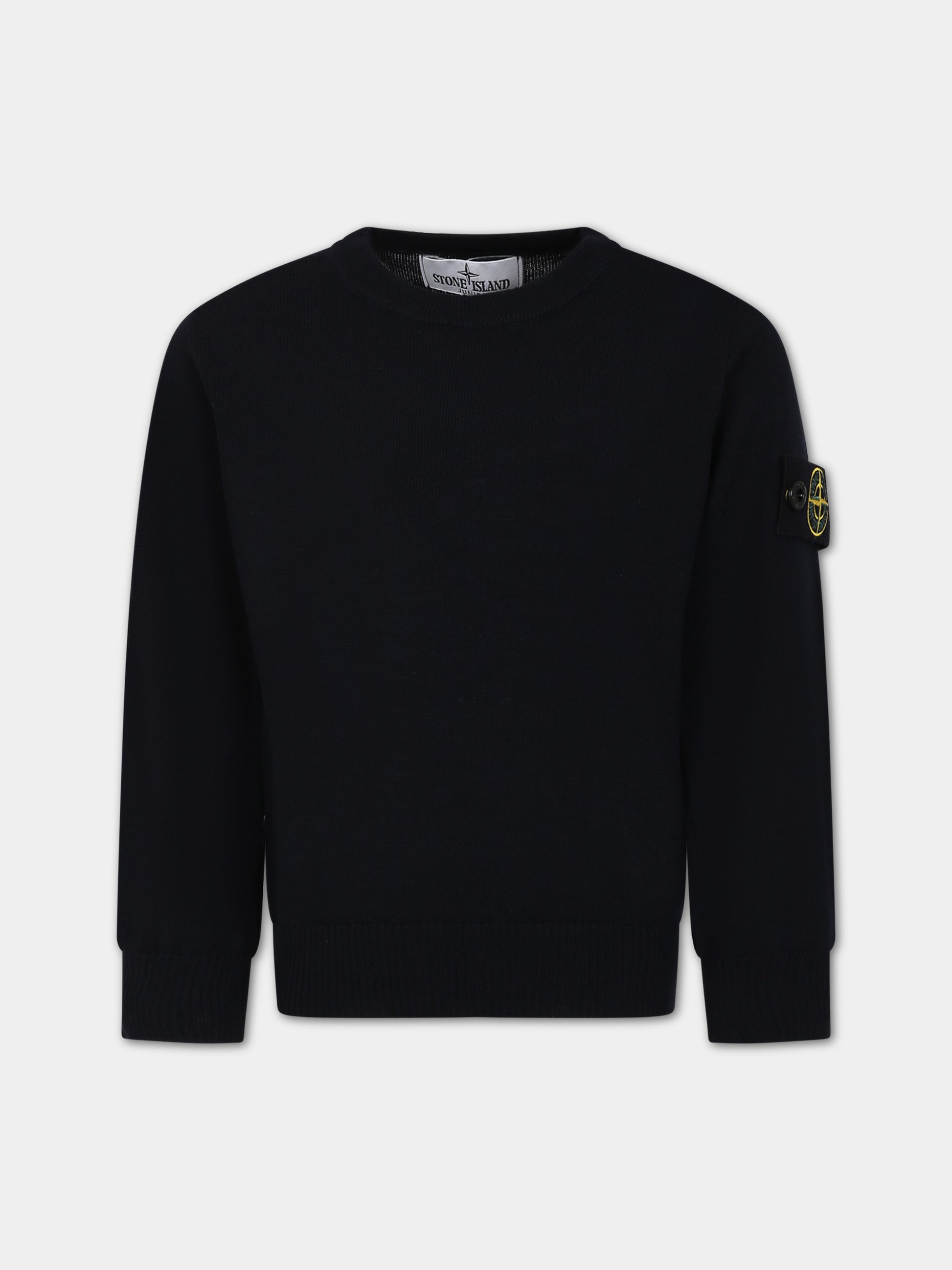 Maglione blu per bambino con bussola,Stone Island Junior,7916509C4 V0020