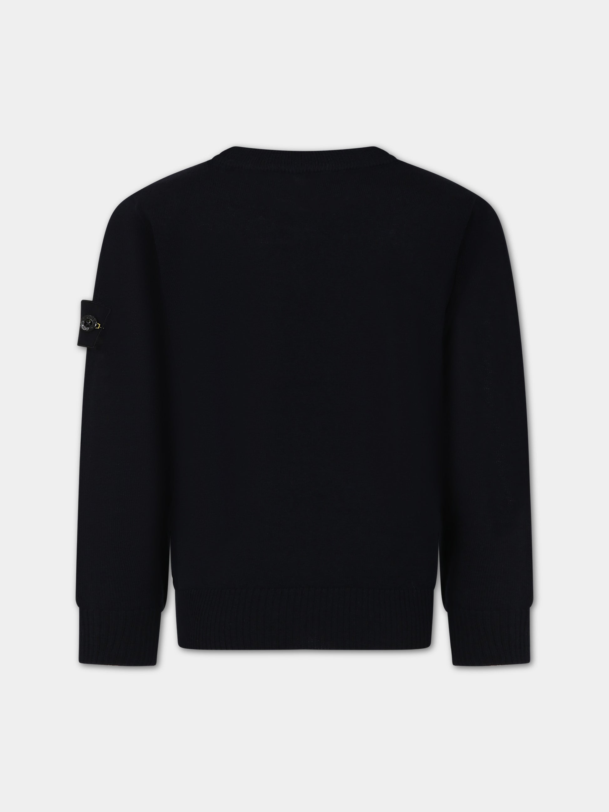 Maglione blu per bambino con bussola,Stone Island Junior,7916509C4 V0020