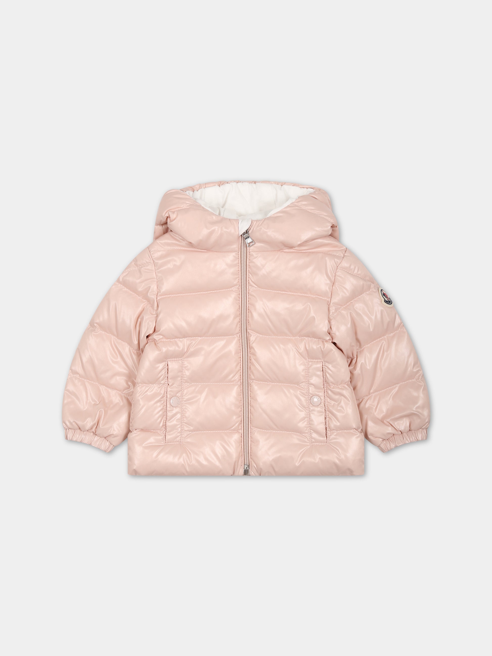 Piumino Anand rosa per neonata con logo,Moncler Kids,951 1A00006 5963V 51U