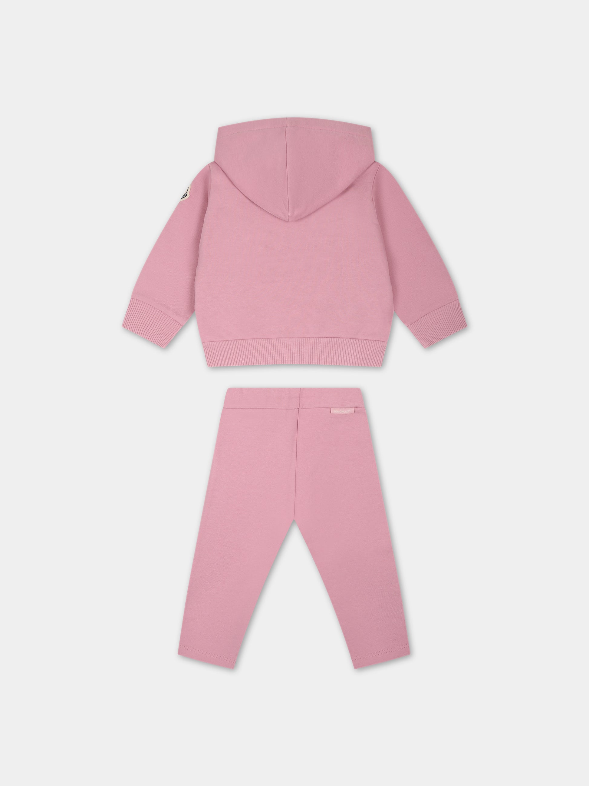 Completo rosa per neonata con logo,Moncler Kids,951 8M00013 89A23 527