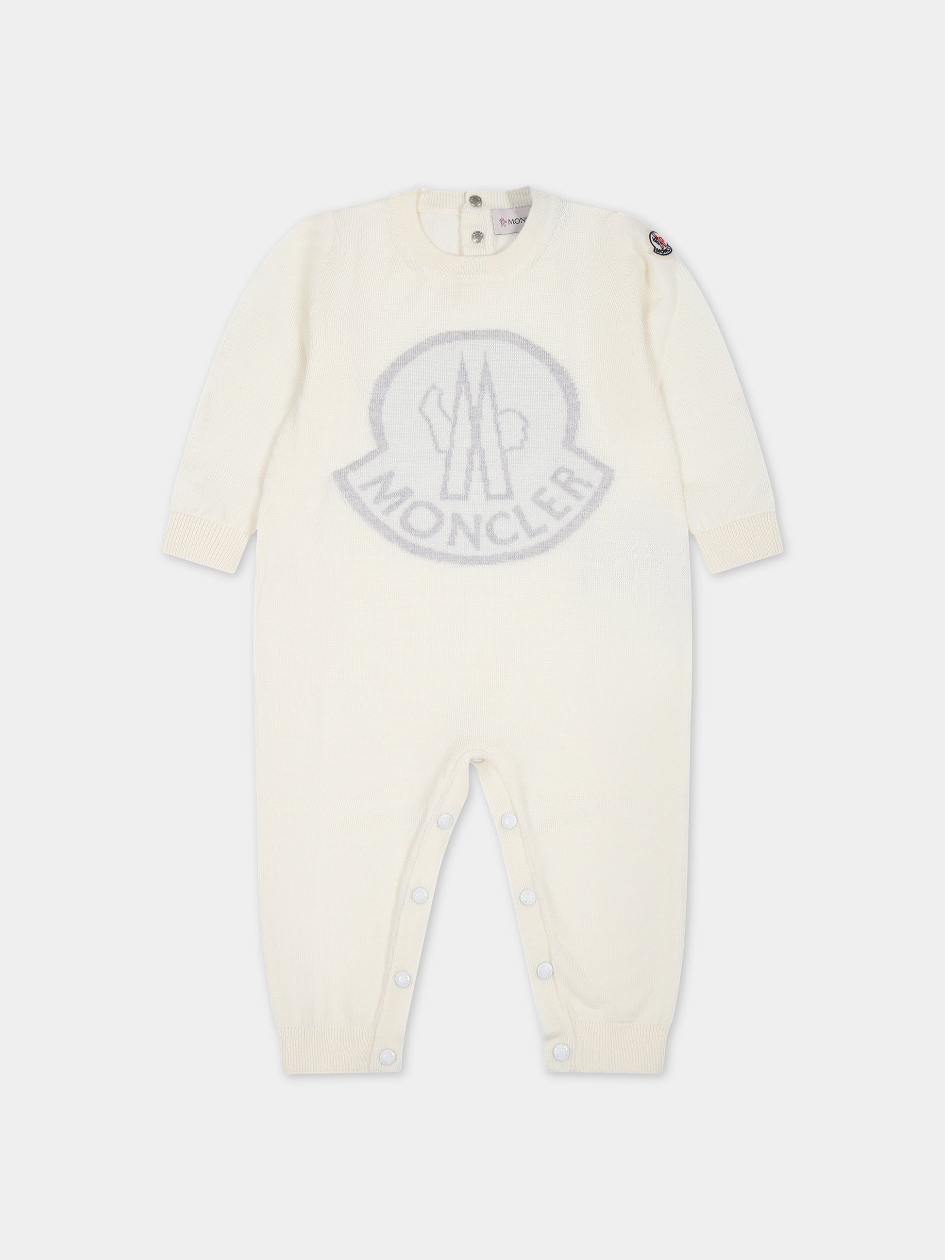 Tutina bianca per neonati con logo,Moncler Kids,951 9G00002 M1131 P09