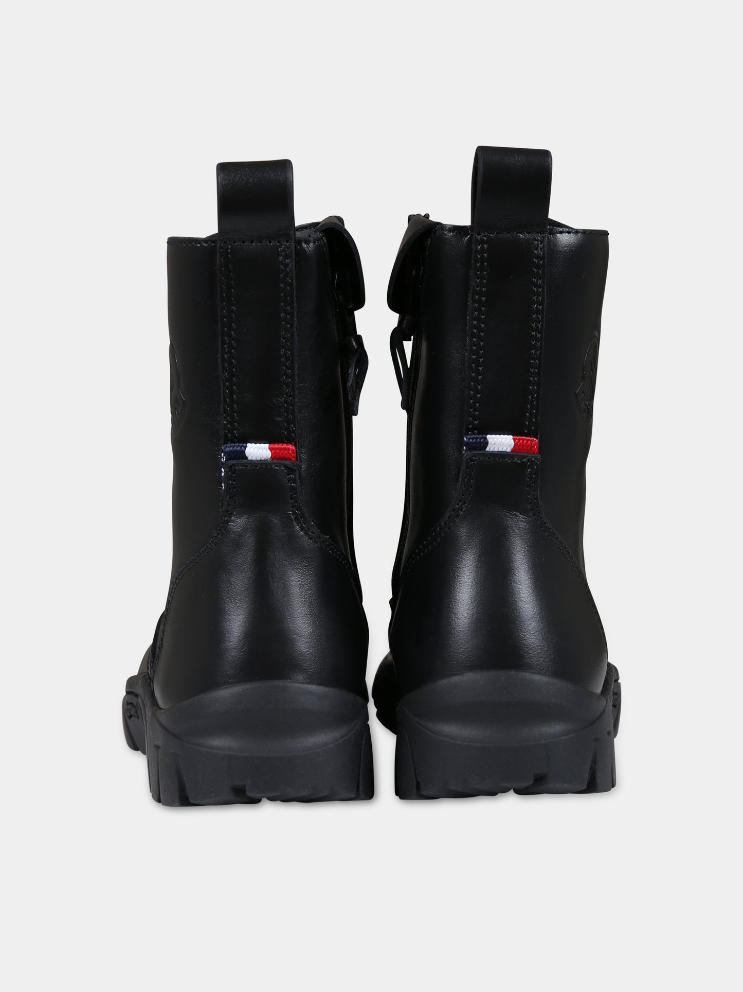 Anfibi neri per bambini con logo,Moncler Kids,954 4F00010 M3431 999