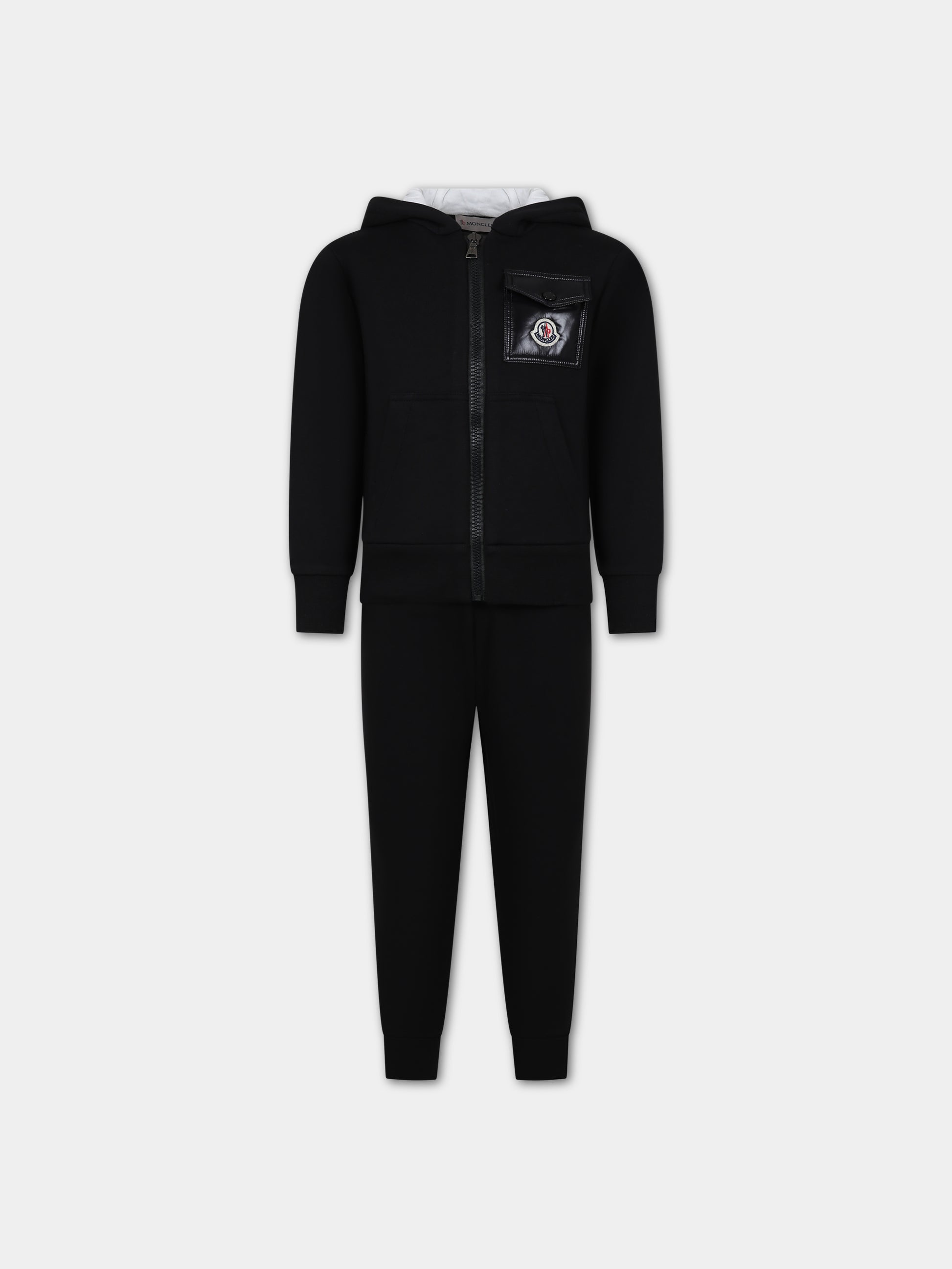 Completo nero per bambino con logo,Moncler Kids,954 8M00013 899PS 999