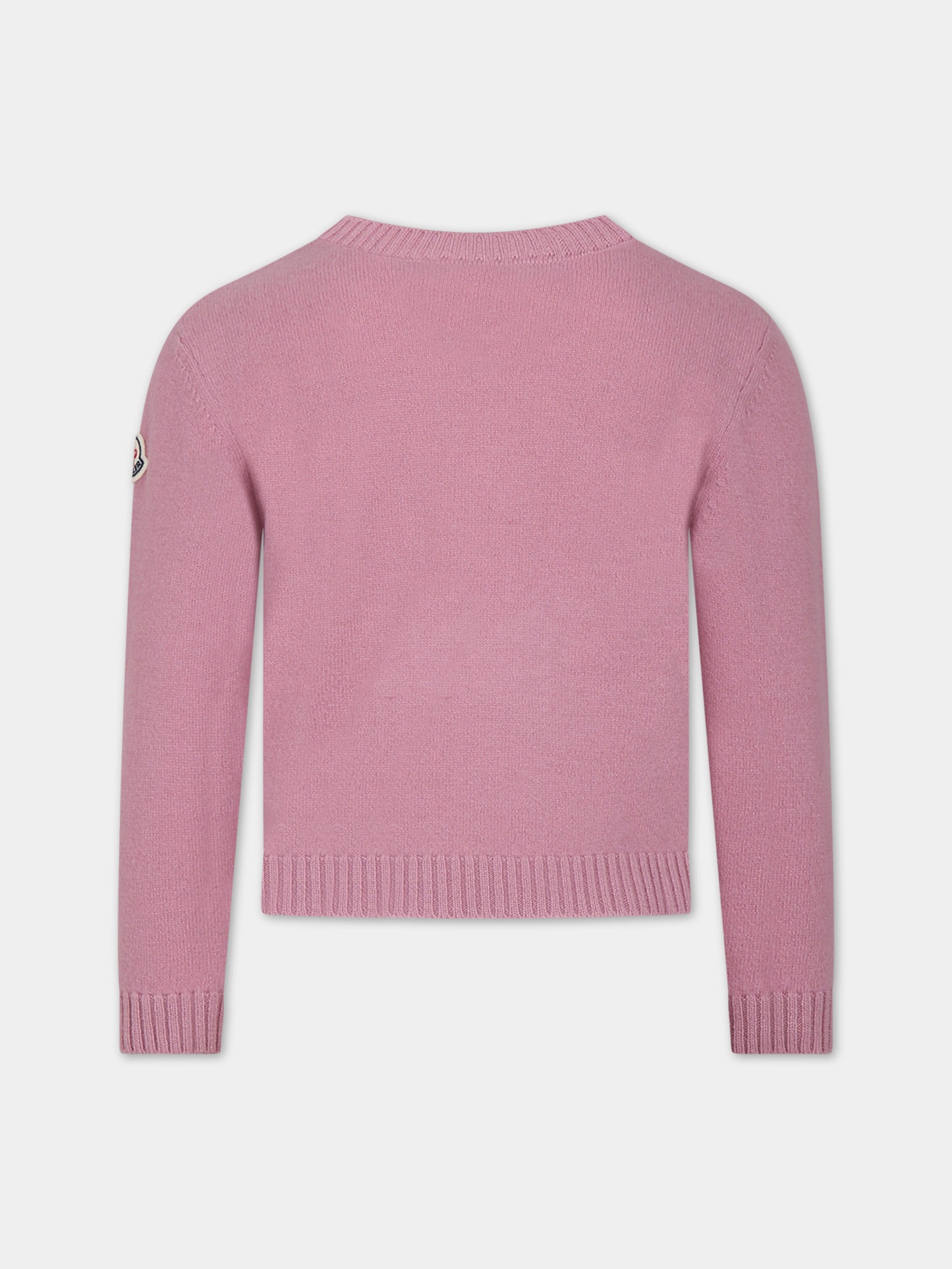 Maglione rosa per bambina con logo,Moncler Kids,954 9C00005 M1241 536